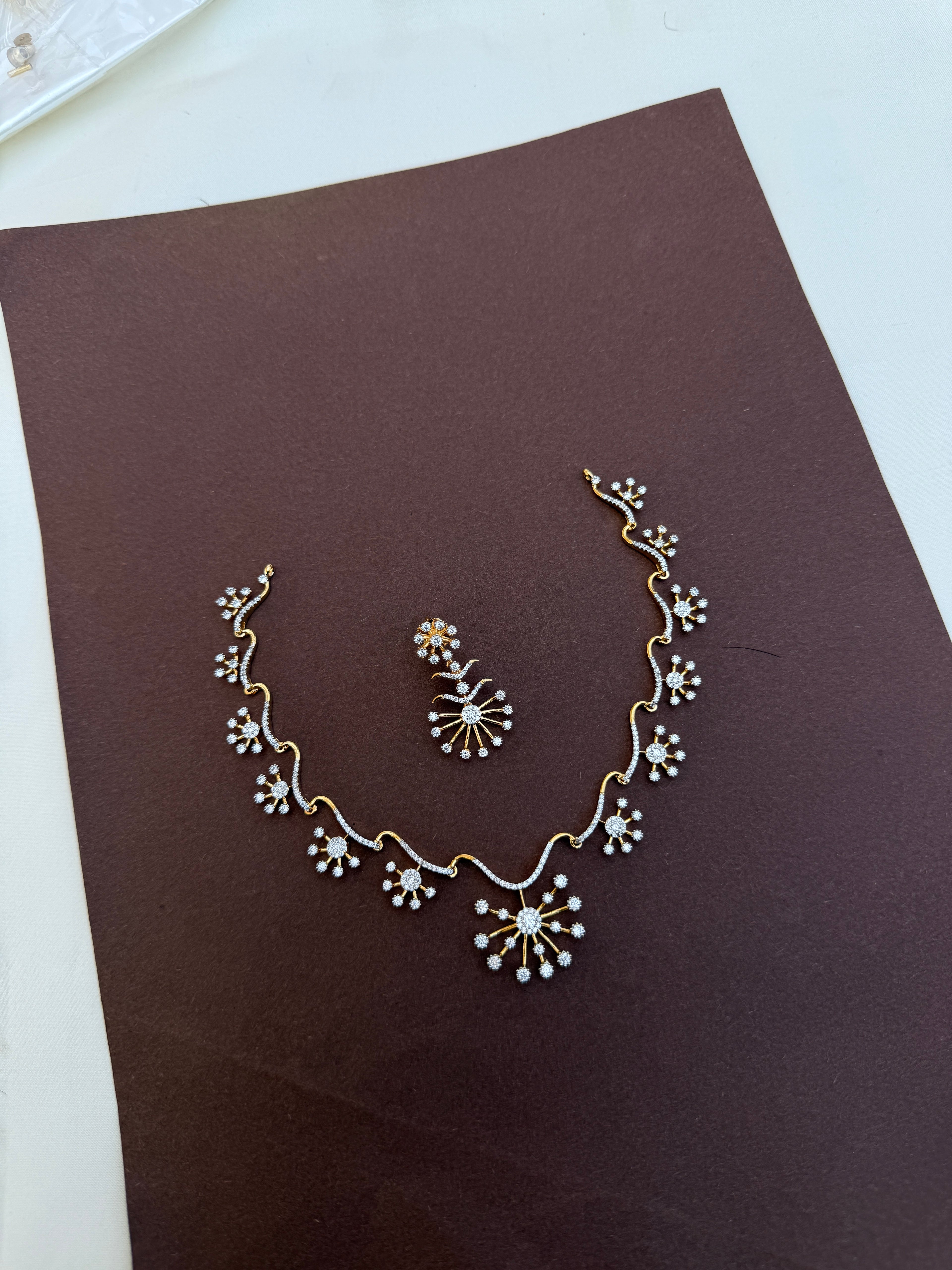Ns802 simple diamond finishing flower neckset suits for kids and adults