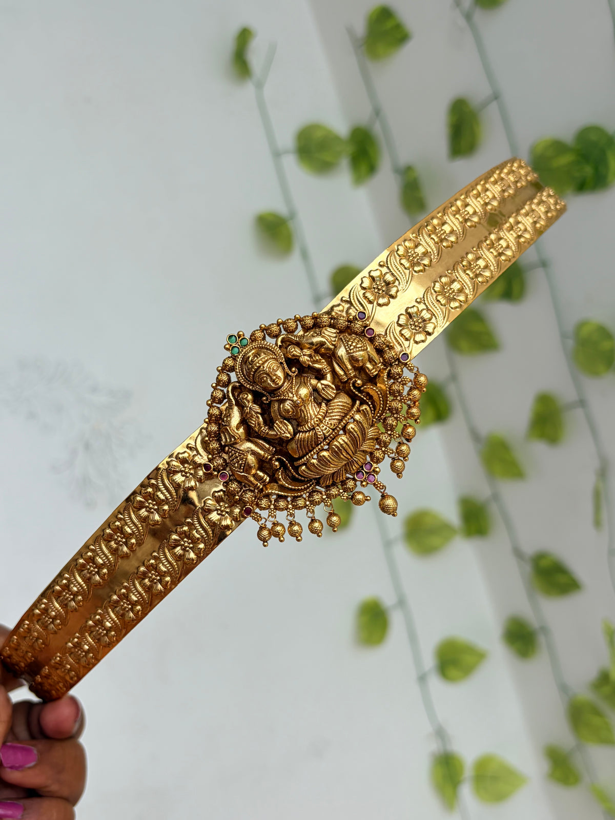 Lakshmidevi flower design elephant with gold balls adults hipbelt hb800
