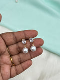 Er298 anti tarnish hanging Perl back push earrings