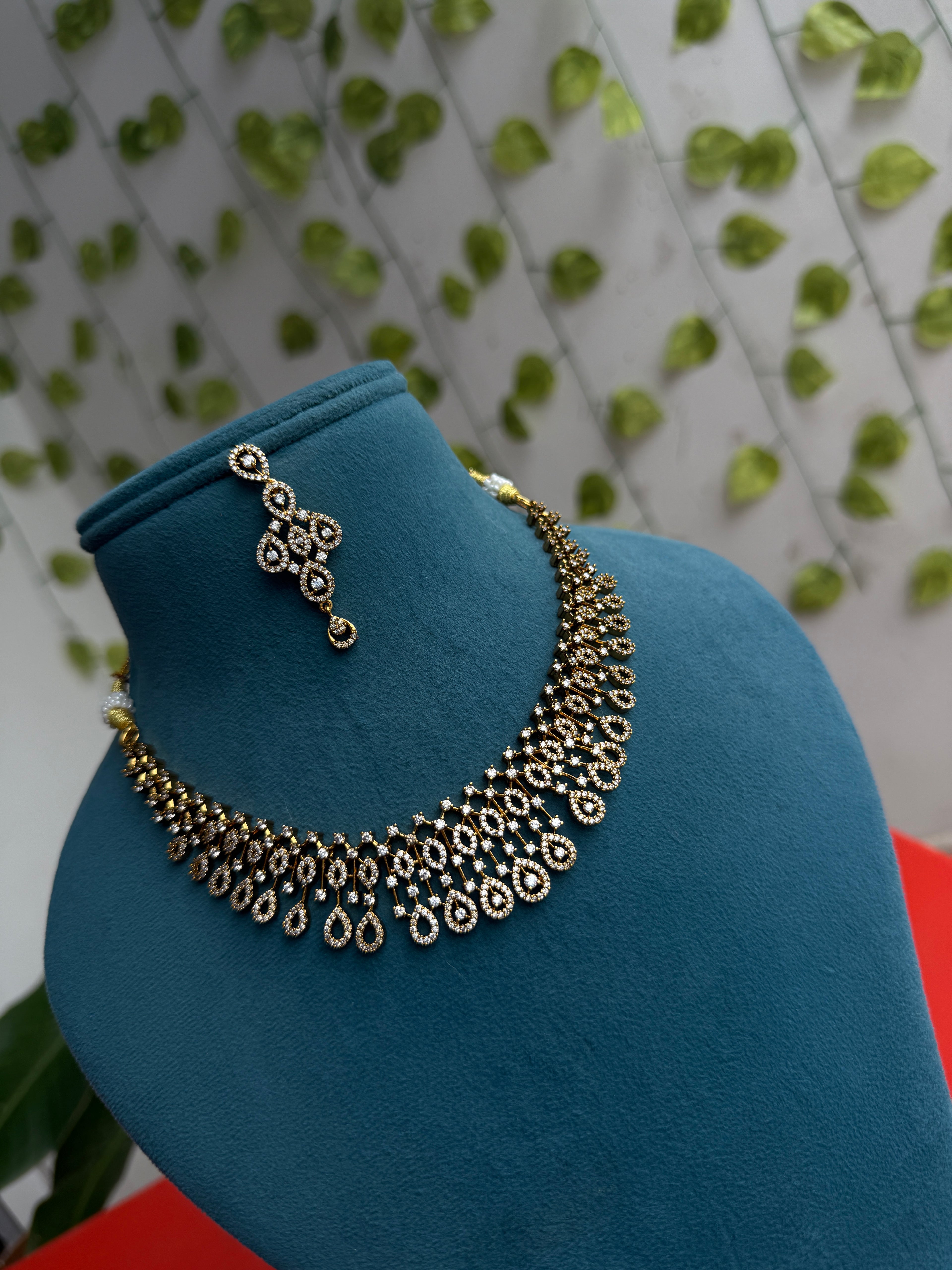 Royal Teardrop Cascade Neckset with earrings ns866
