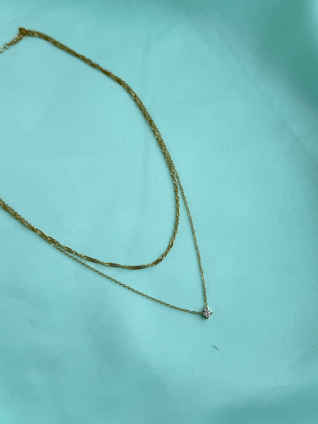 DC107 anti tarnish stone 2 layer's 18inches adjustable daliy wear chains