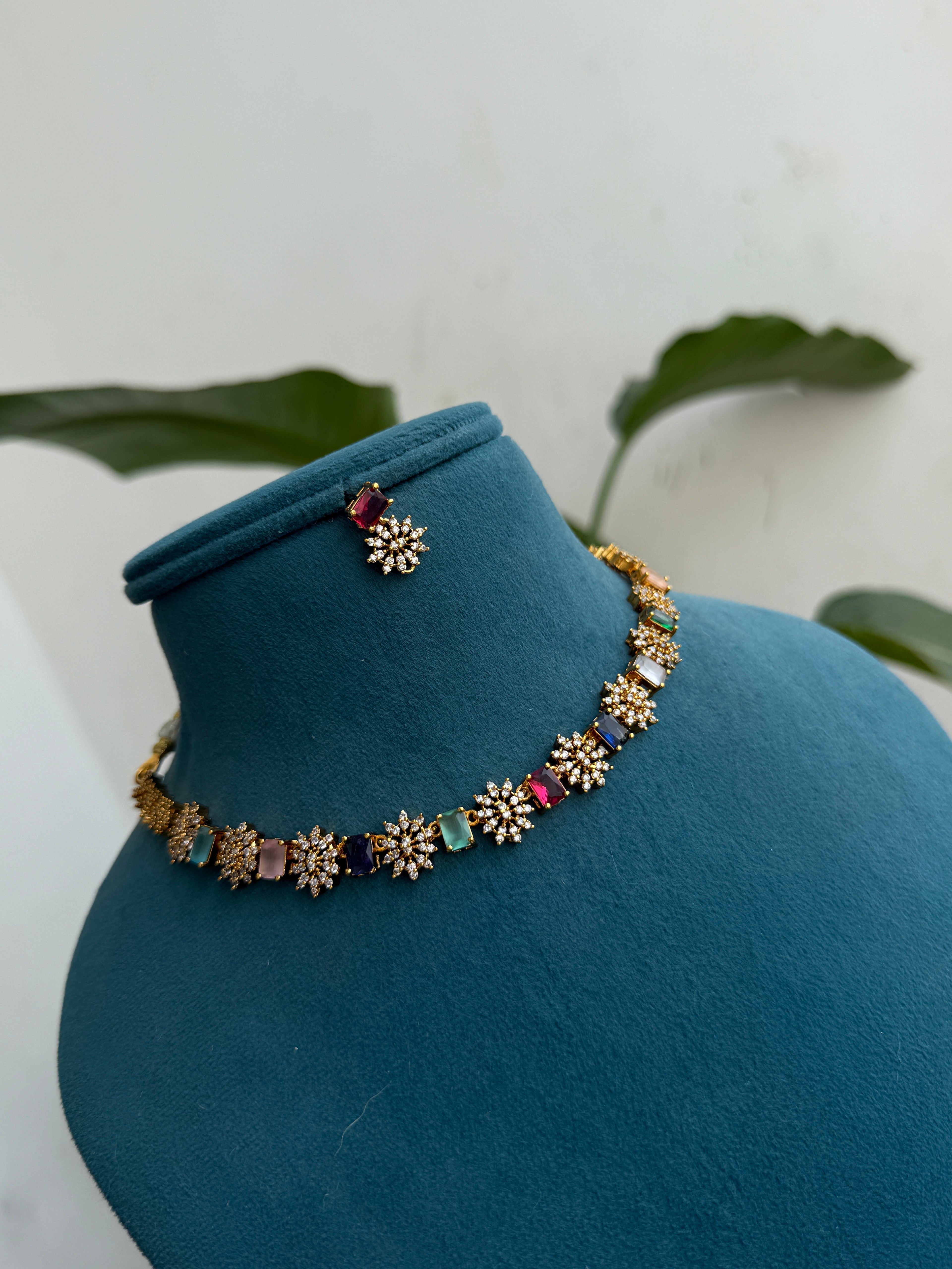 NS445 Multi choker style Neckset with earrings