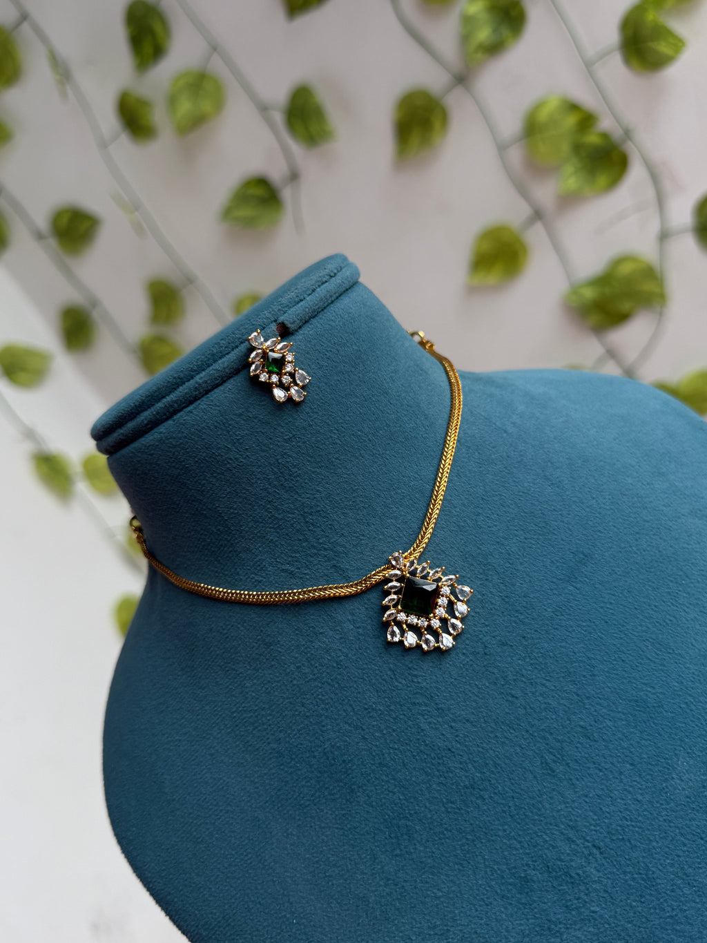 Nano thread  neckset with cz pendant with earrings ns978