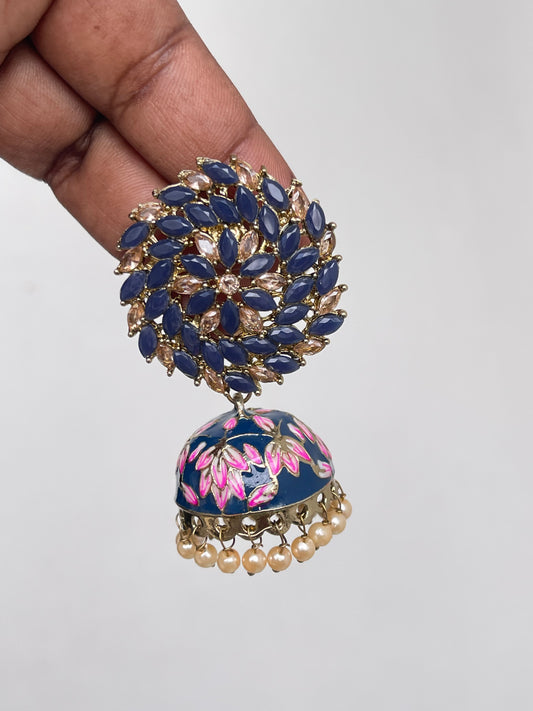 Flower blue butta Meenakari Earrings