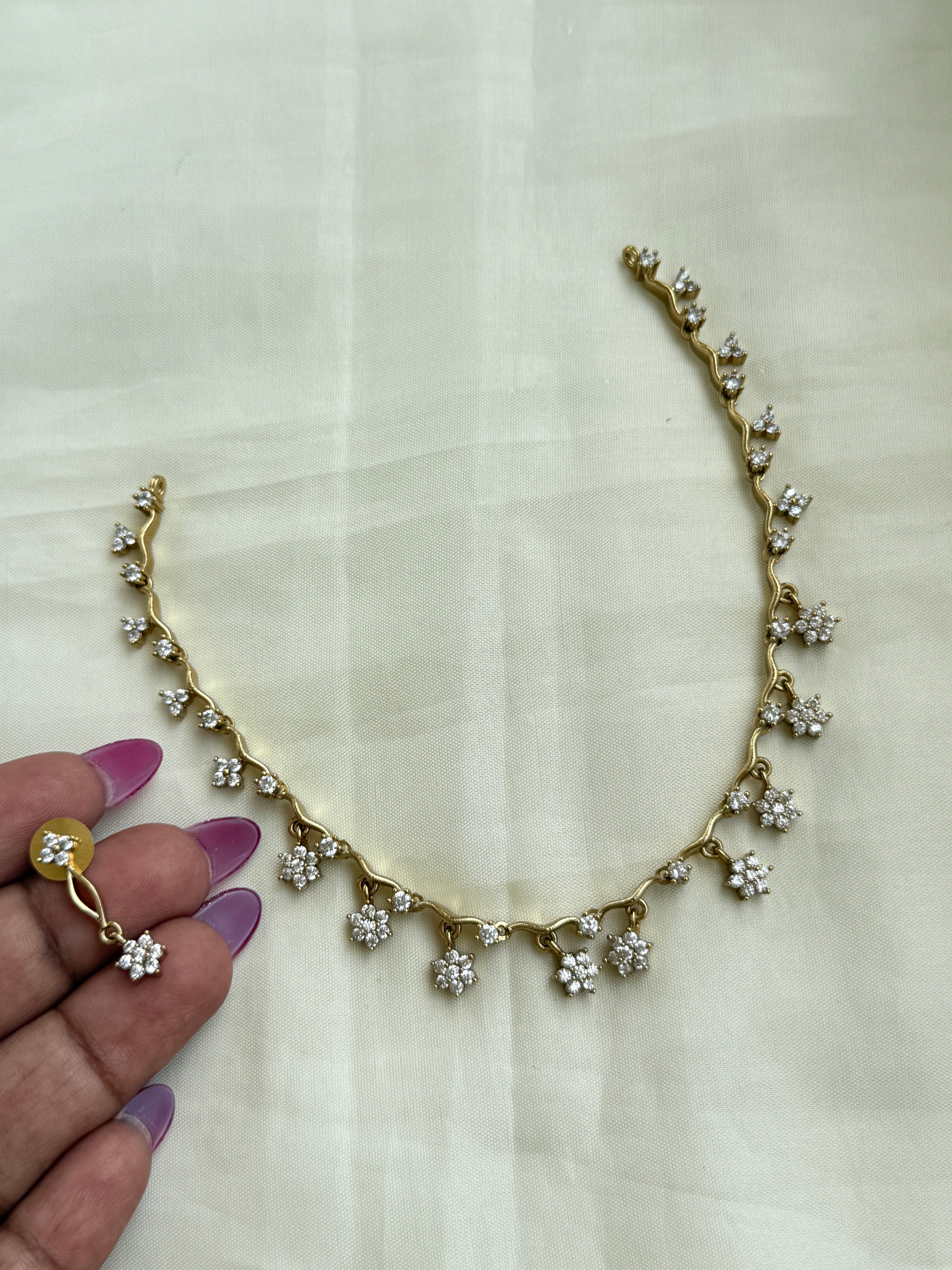 Ns271 simple white stone neckset with earrings