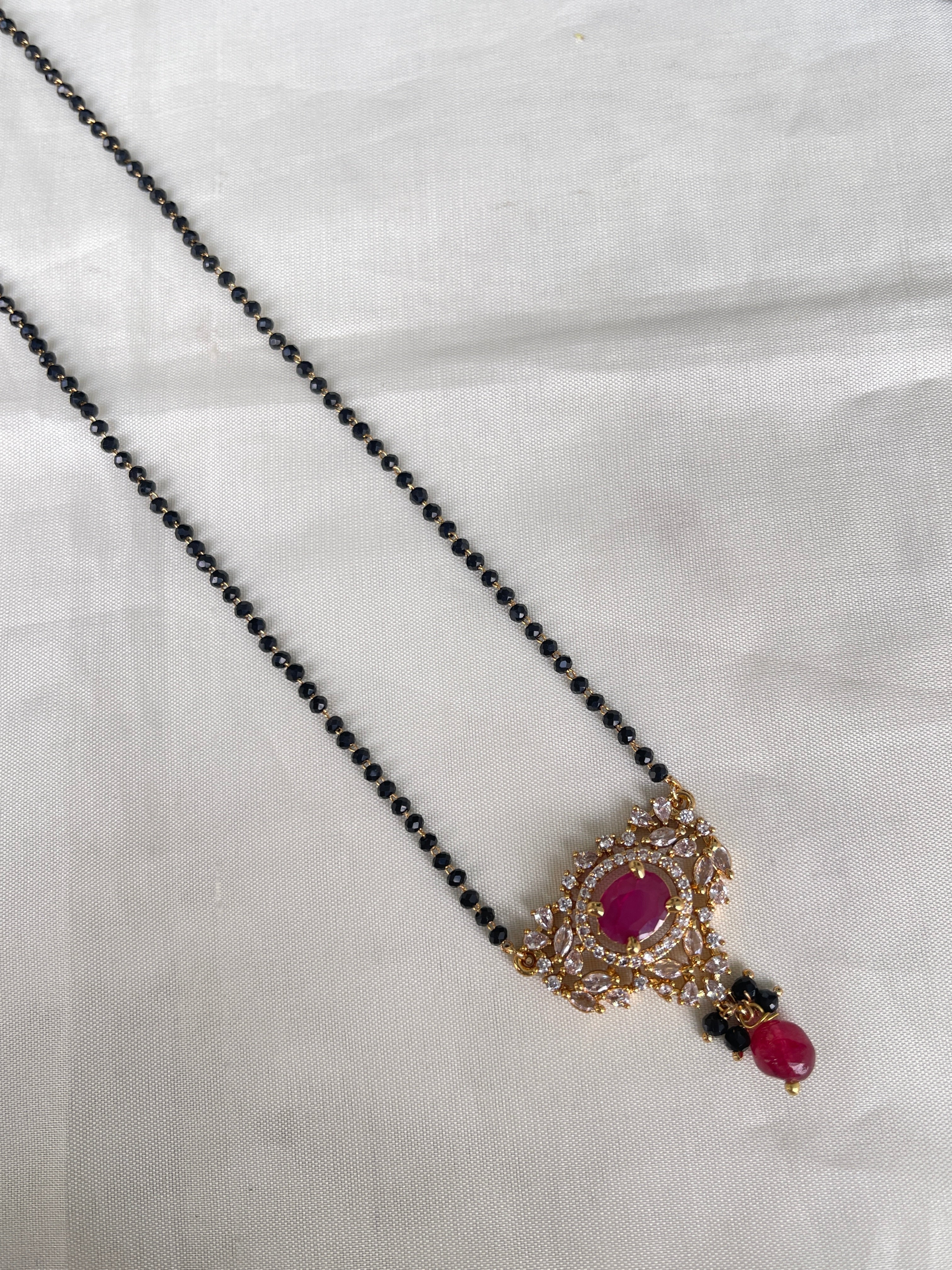 Cz ruby short 18 inches blackbeads bb1618