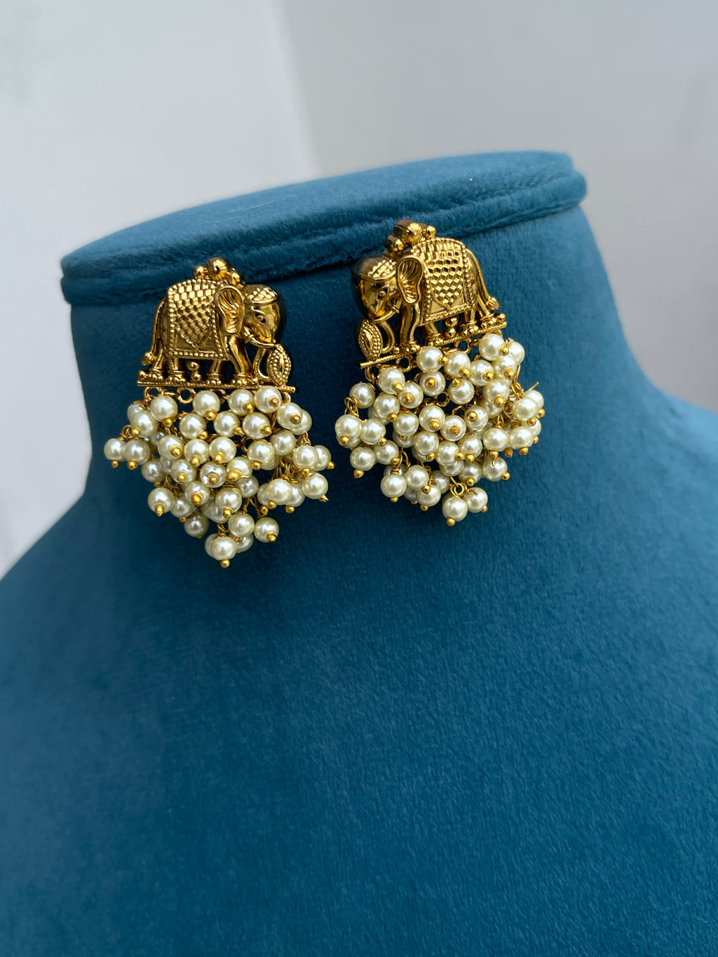 Elephant pearl earrings
