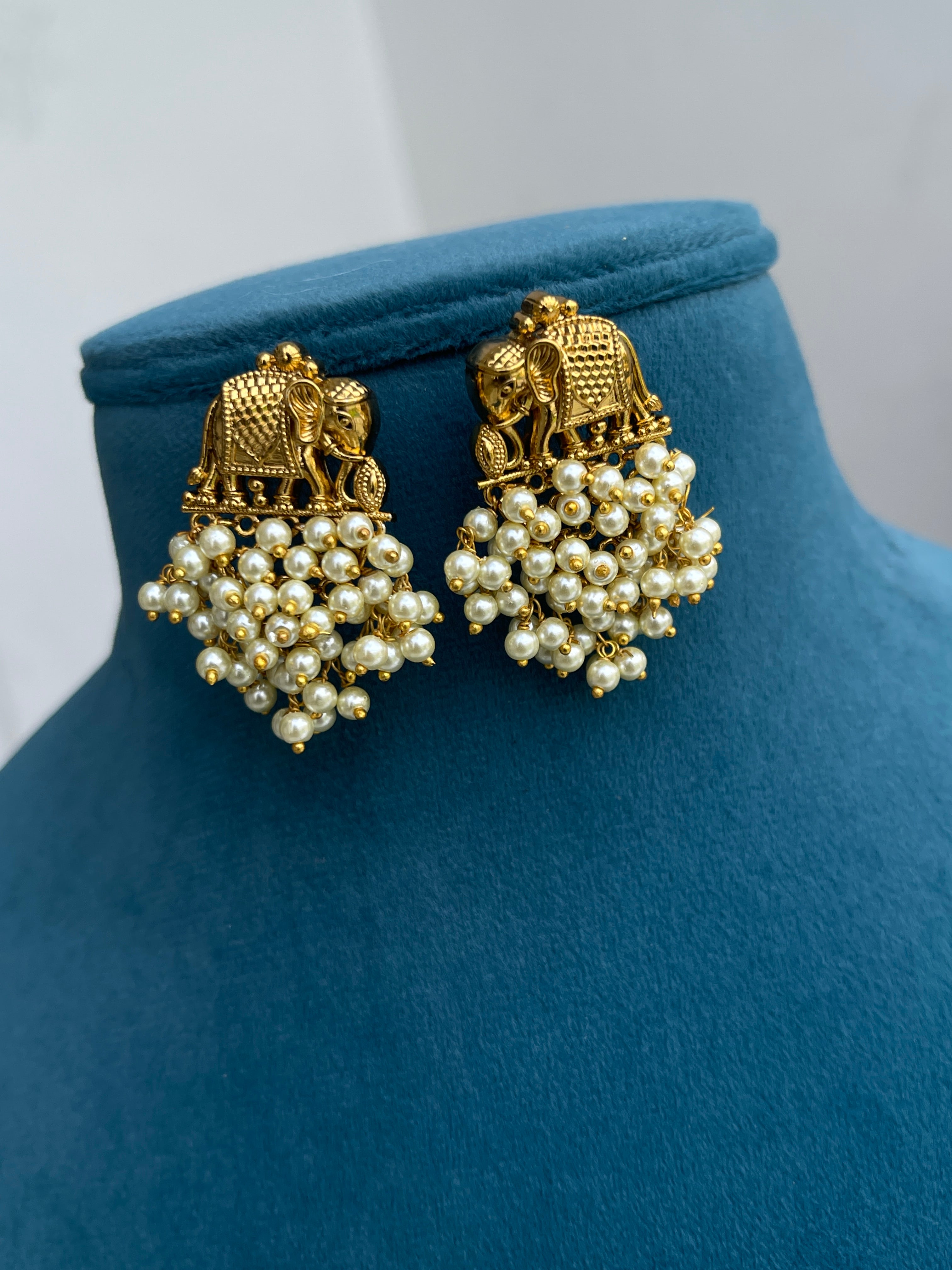 Elephant pearl earrings