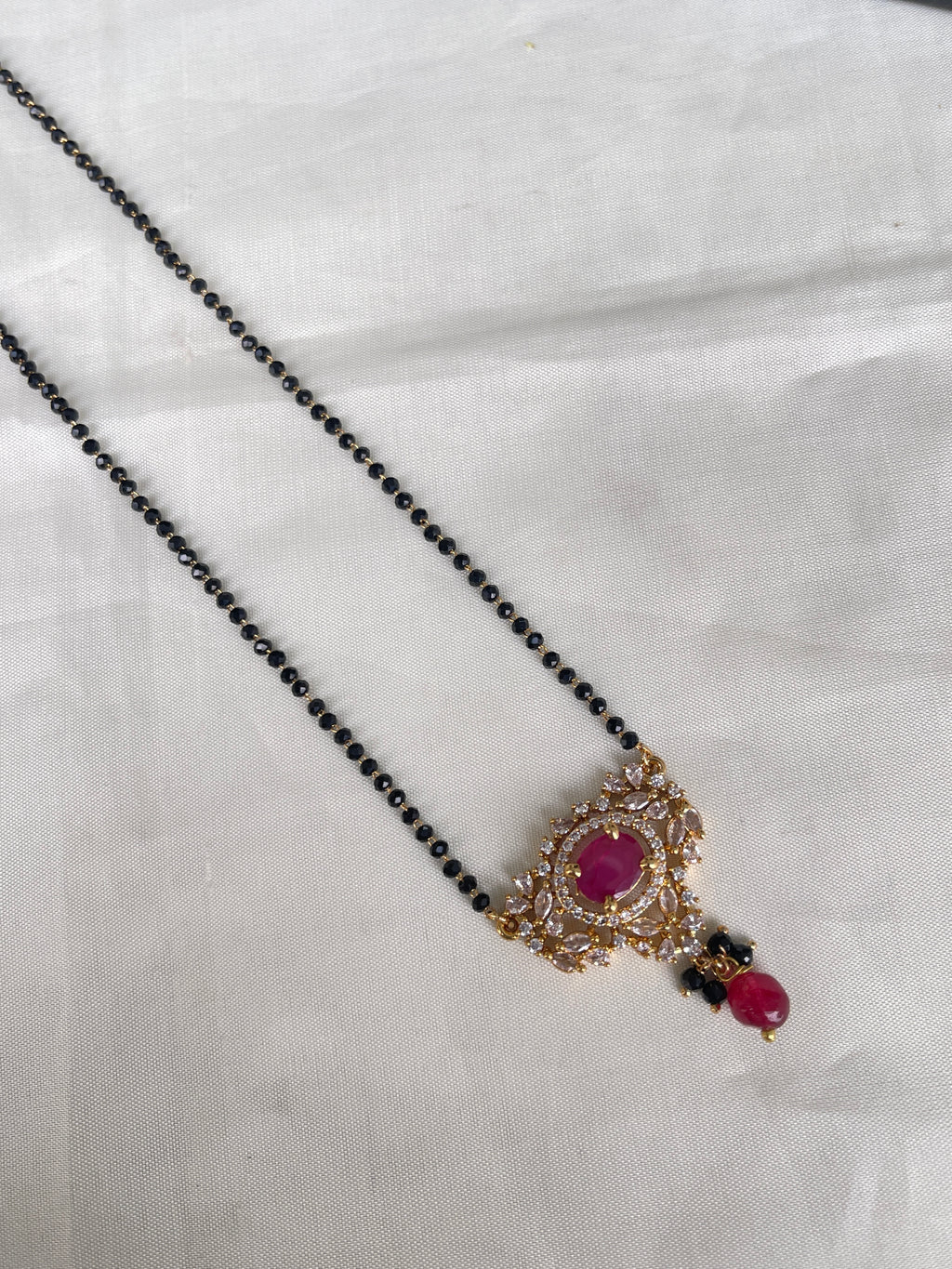 Cz ruby short 18 inches blackbeads bb1618