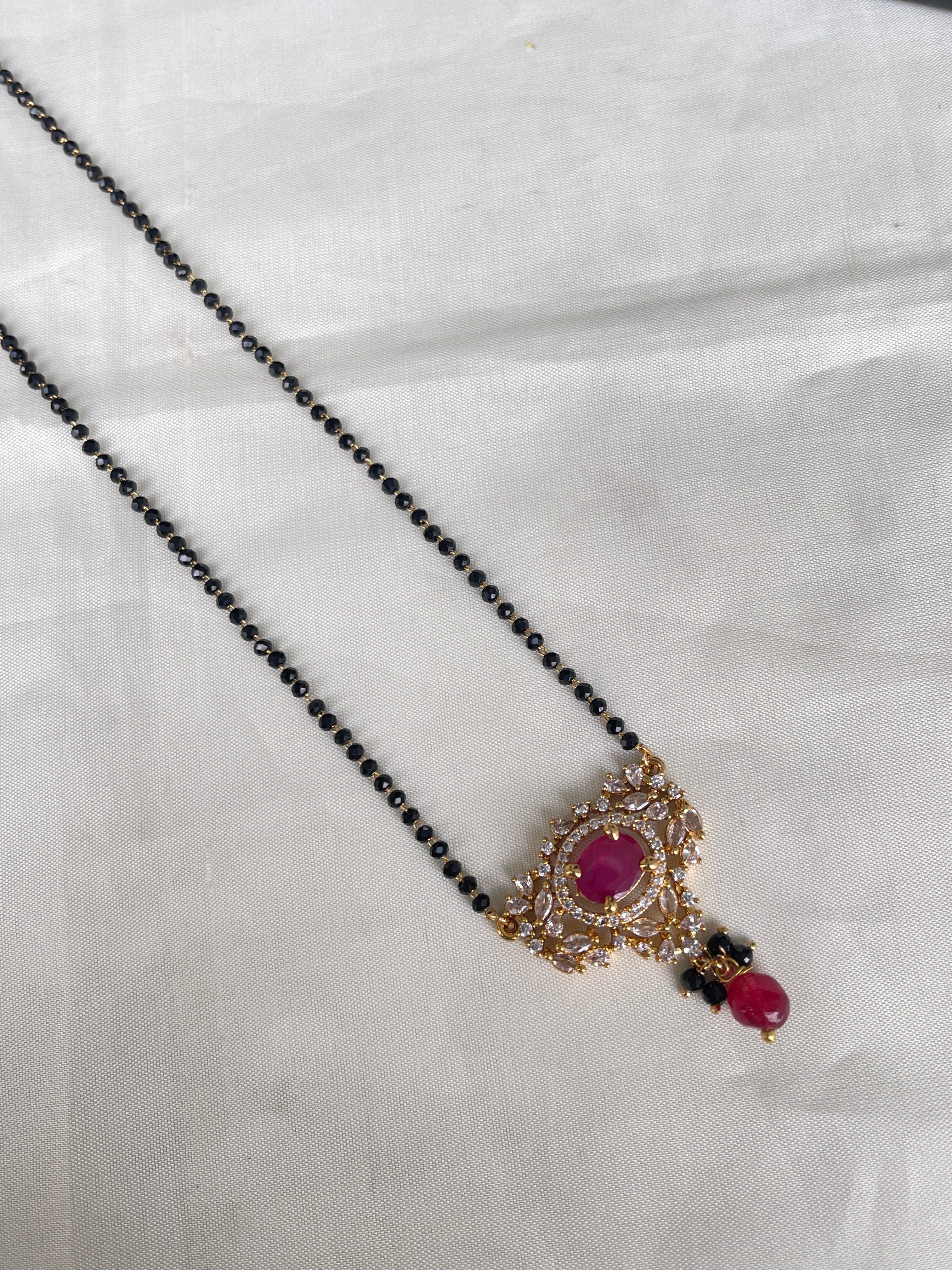 Cz ruby short 18 inches blackbeads bb1618