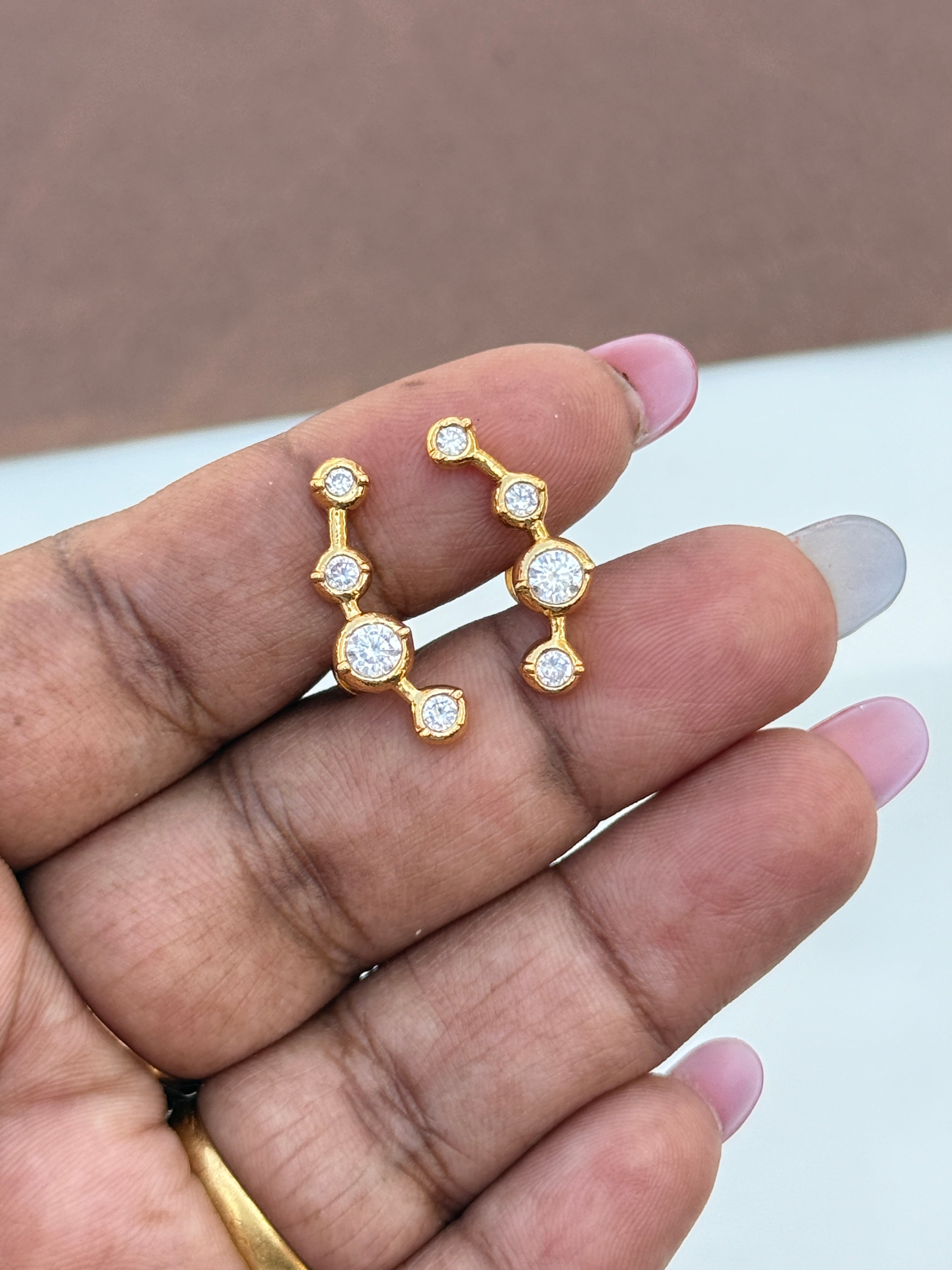 Ph231 4 stones panchaloham small ercuffs with back screw earrings