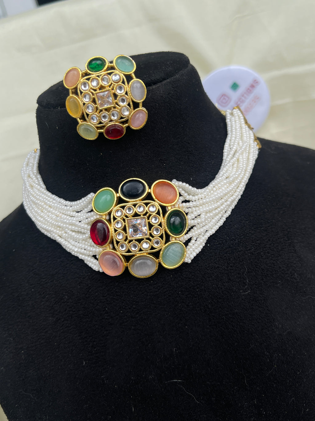 Navarathan choker with studs