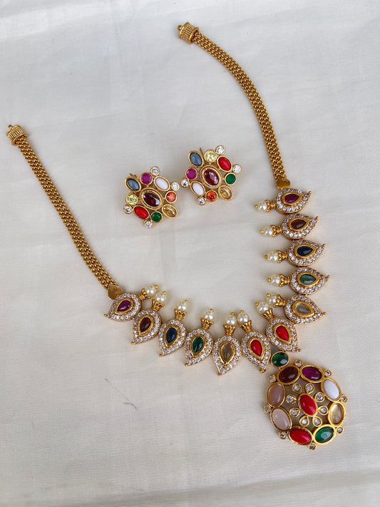 Navarathan neckset with studs