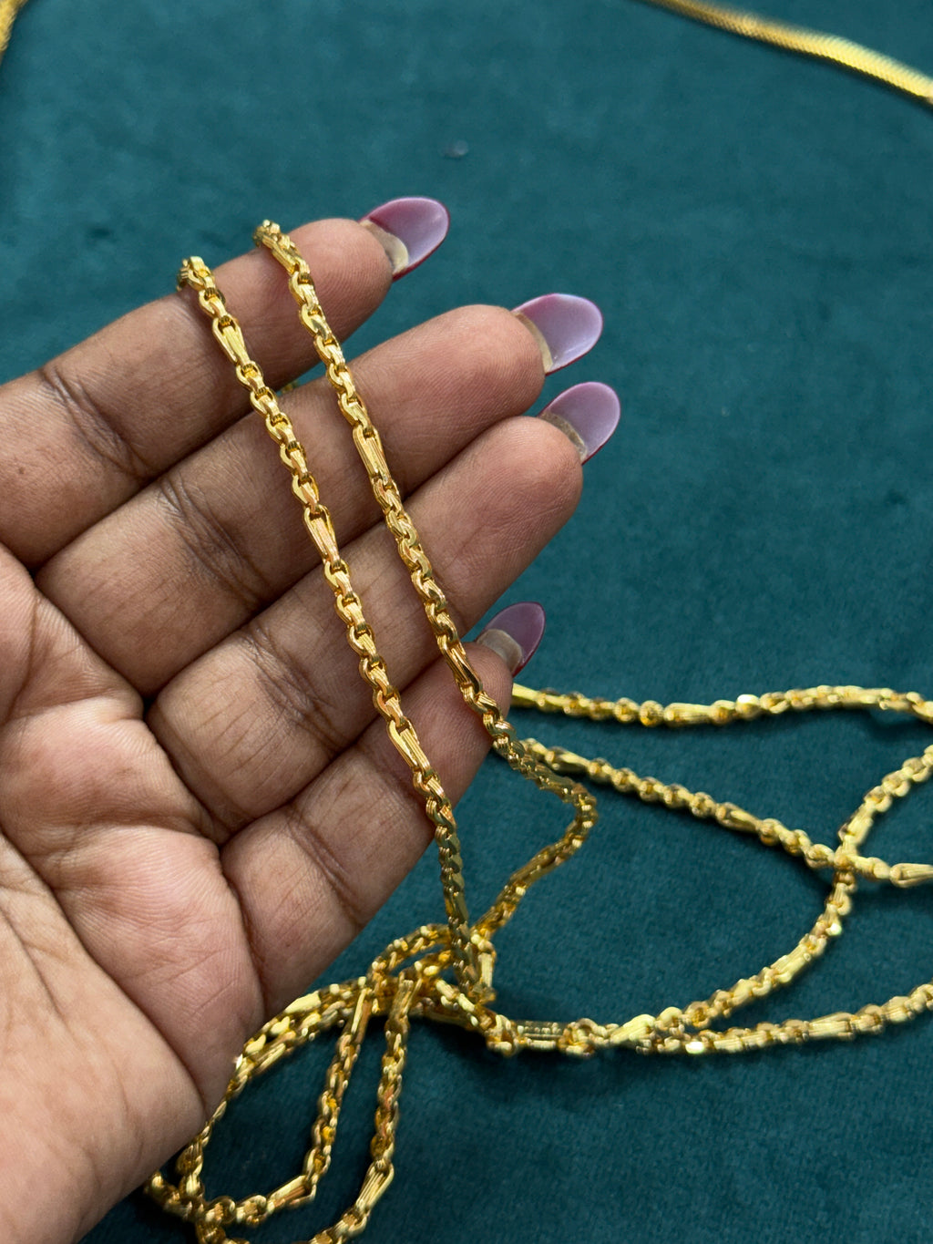 Tc036 2 lines unpolished panchaloham  thali chain