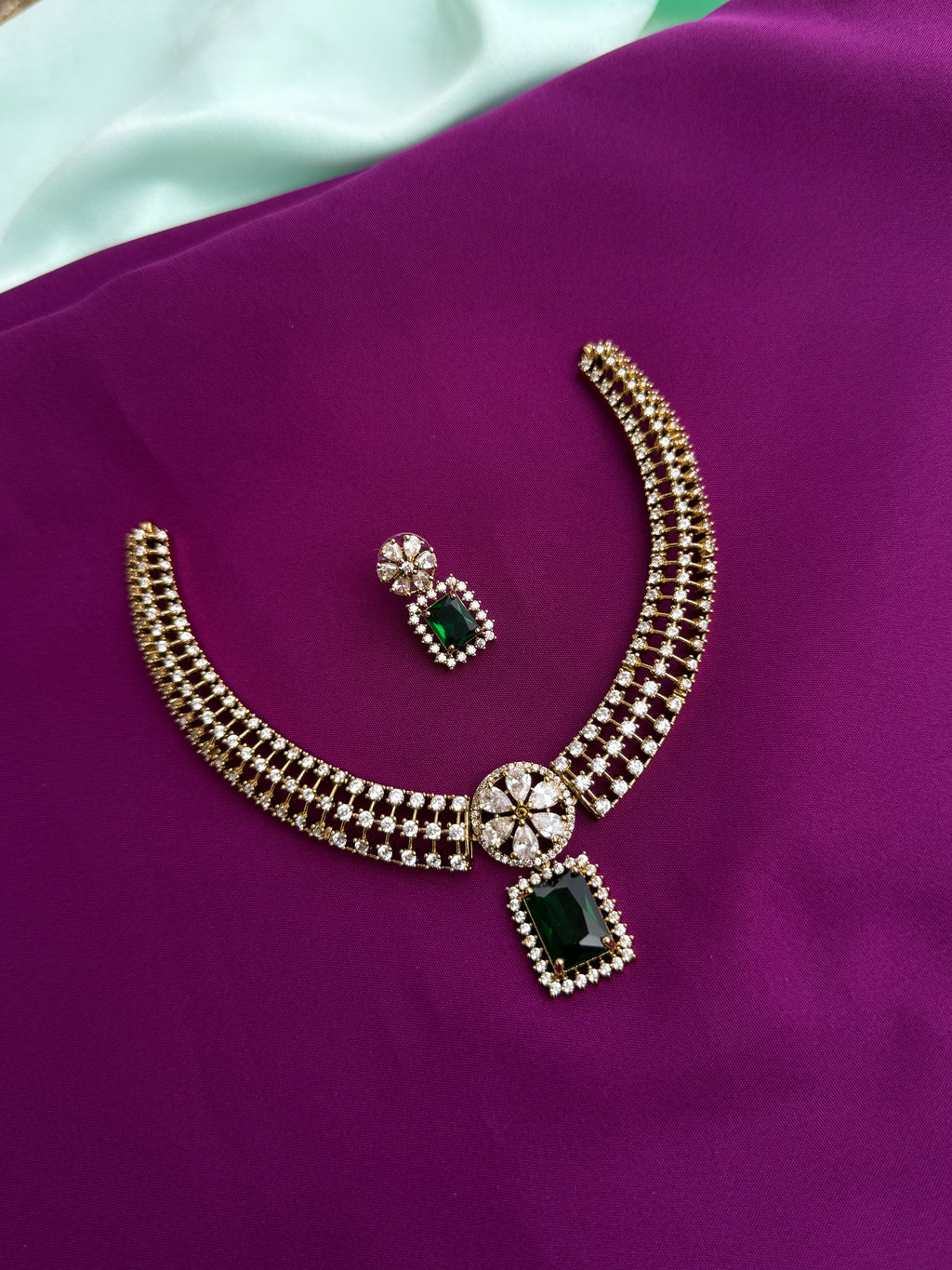 Kante diamond finish neckset with earrings ns912