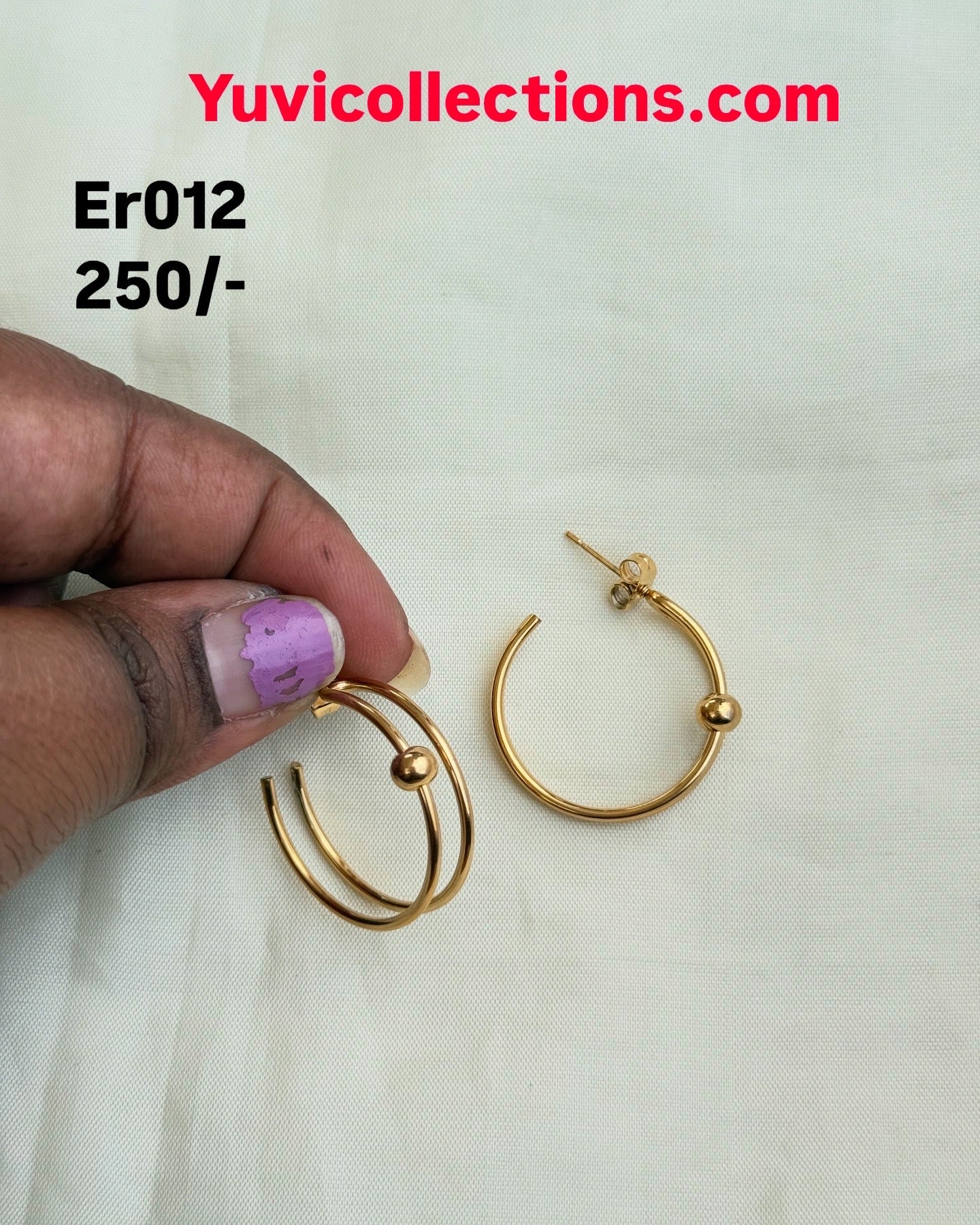 Er012 anti-tarnish hoops Color won't fade