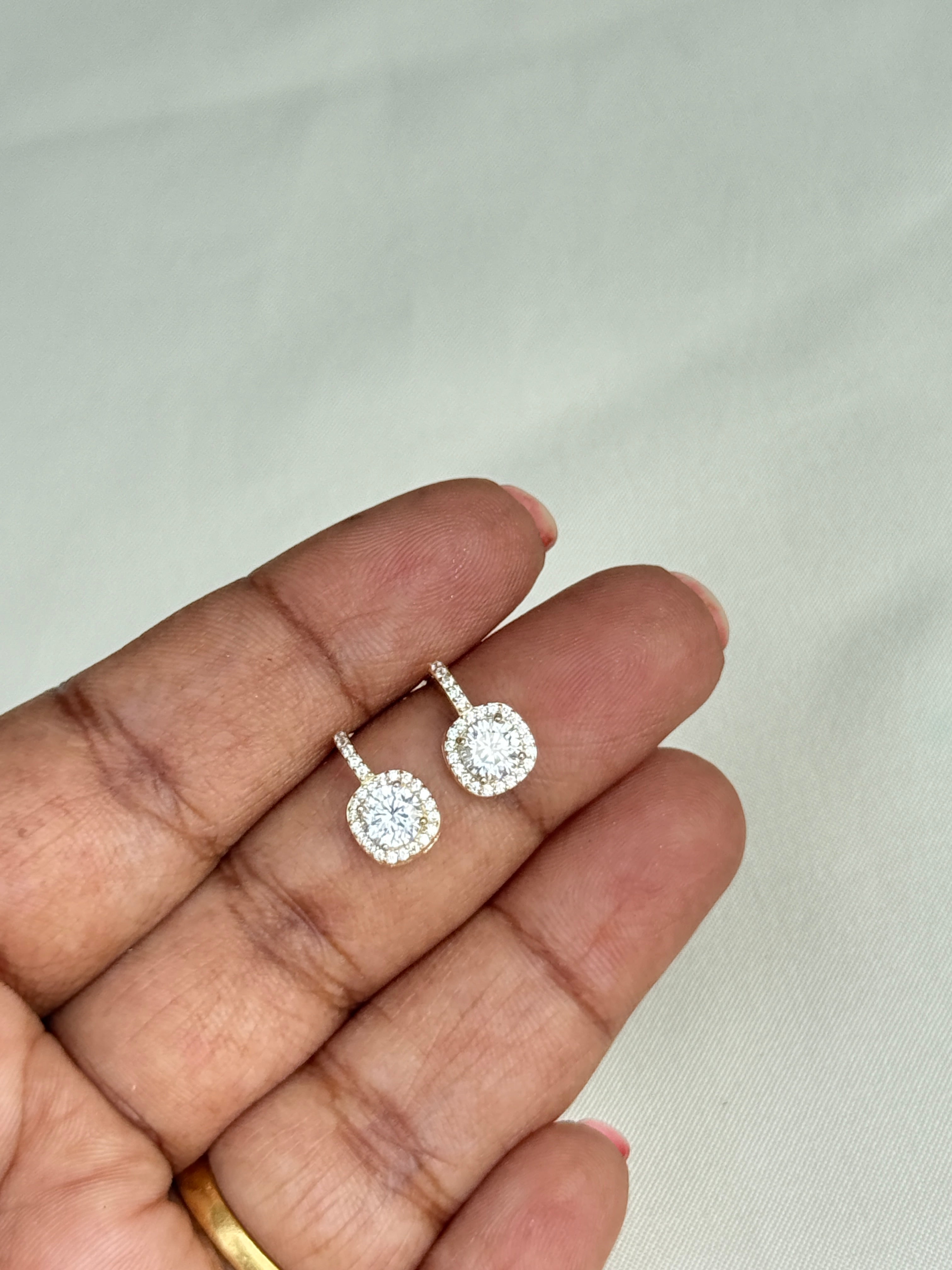 Se002 92.5 silver hallmark square hanging earrings