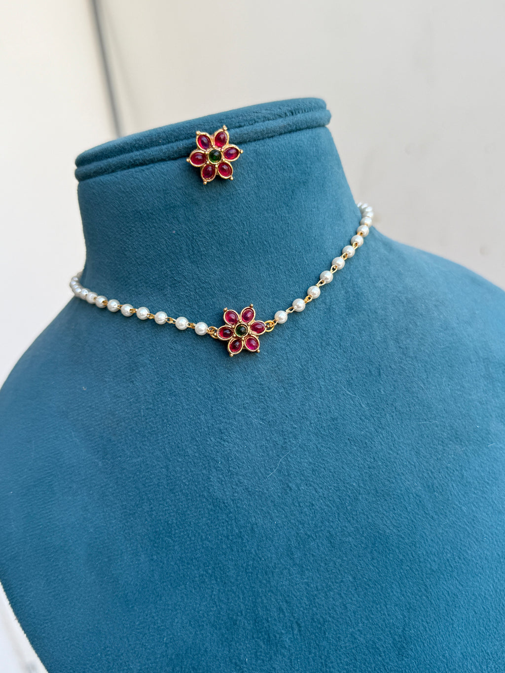 Pearl choker for kids and adults with earrings ch006