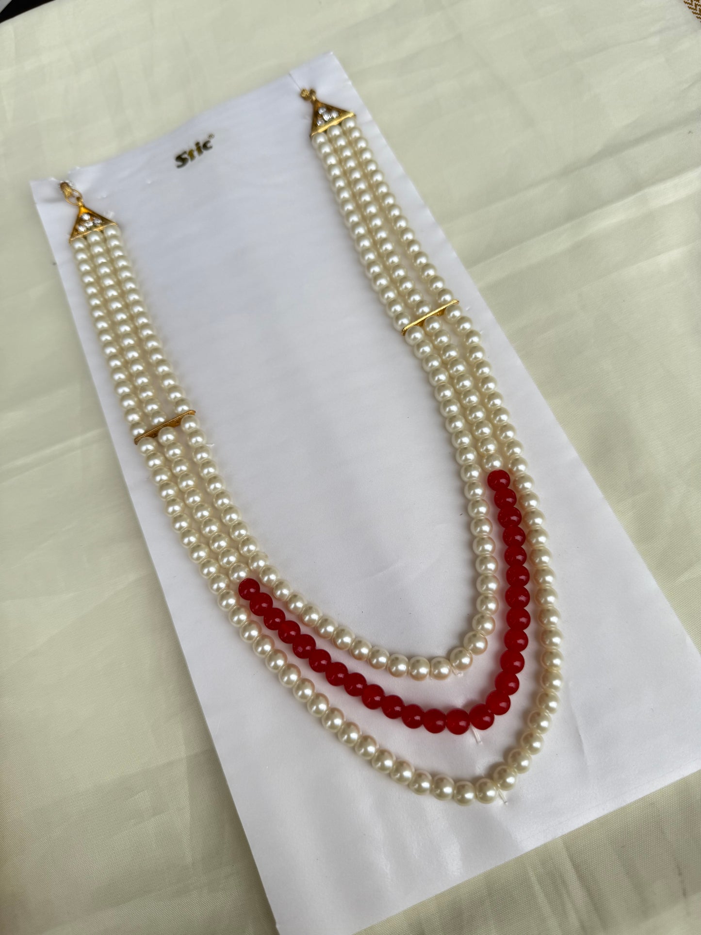 Bb235 3 layers long pearl chain