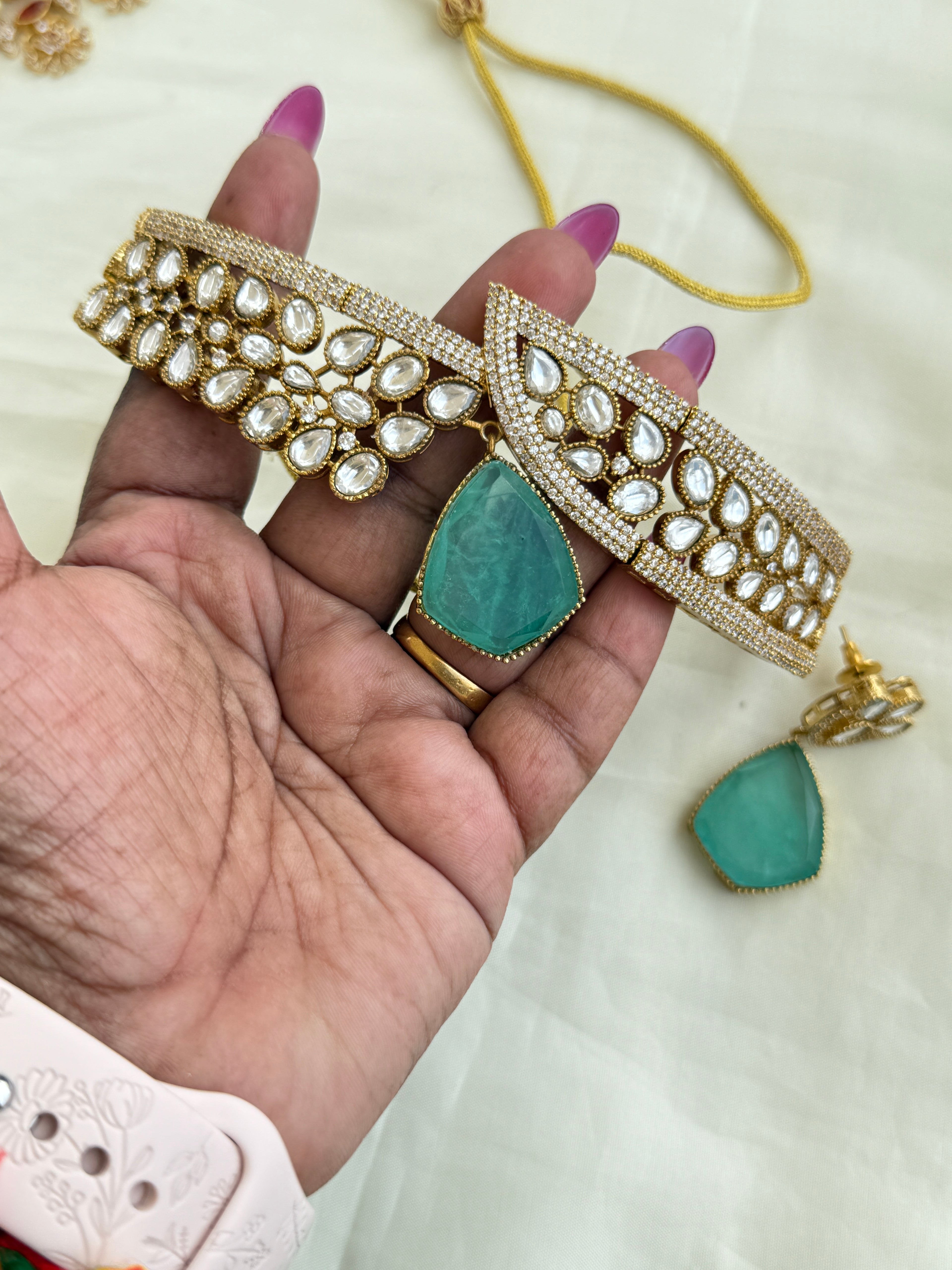 Ch001 moissanite pastel color choker