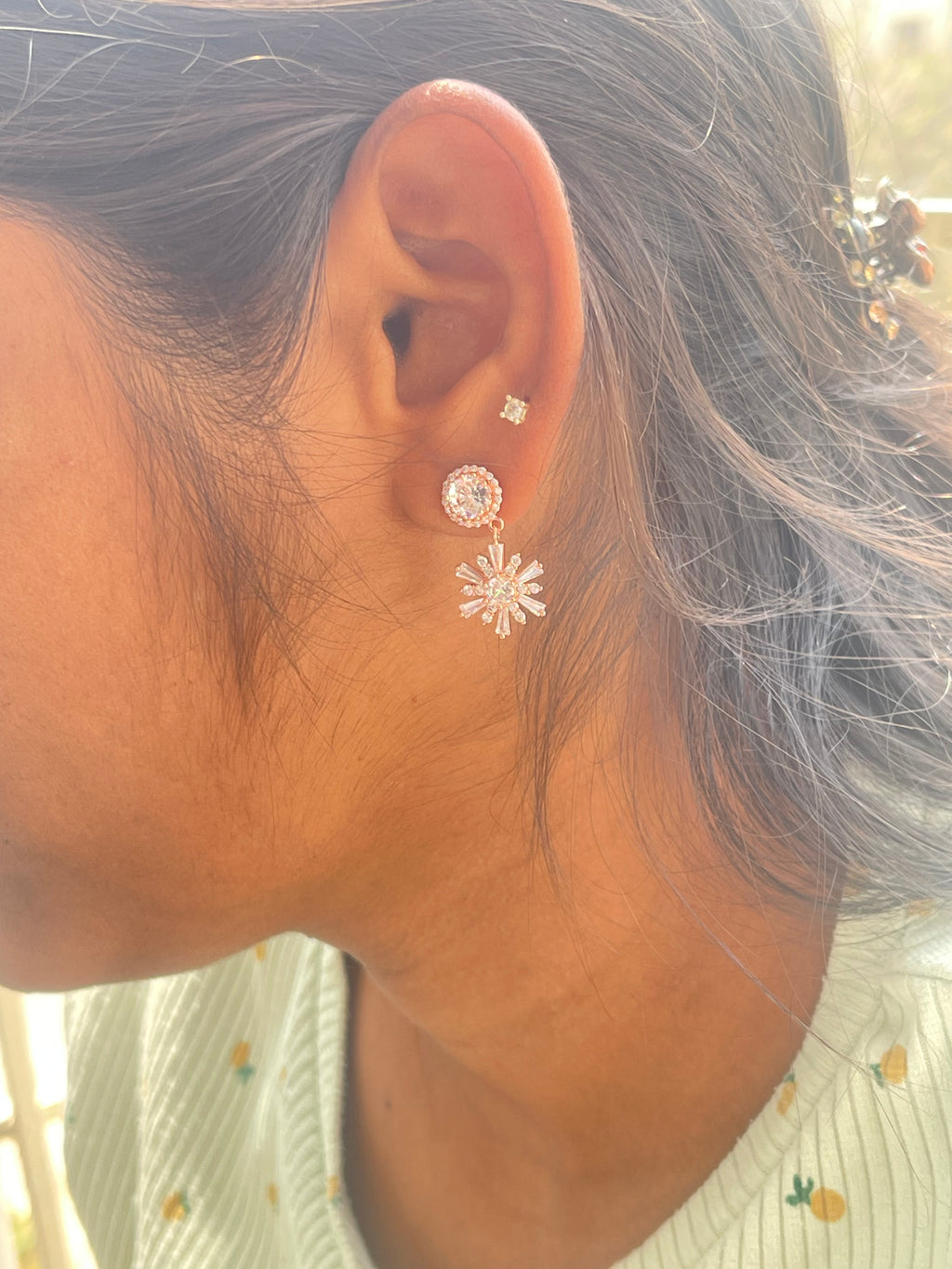 Rosegold flowers hanging western lightweight earrings