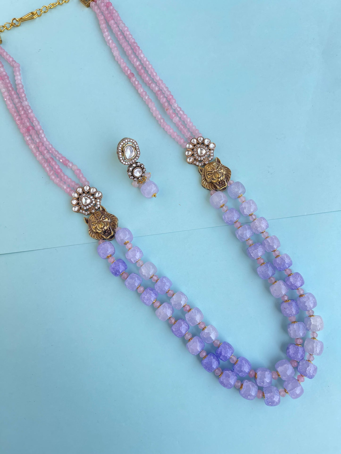 Sabyasachi inspired moissanite pendant long beads chain