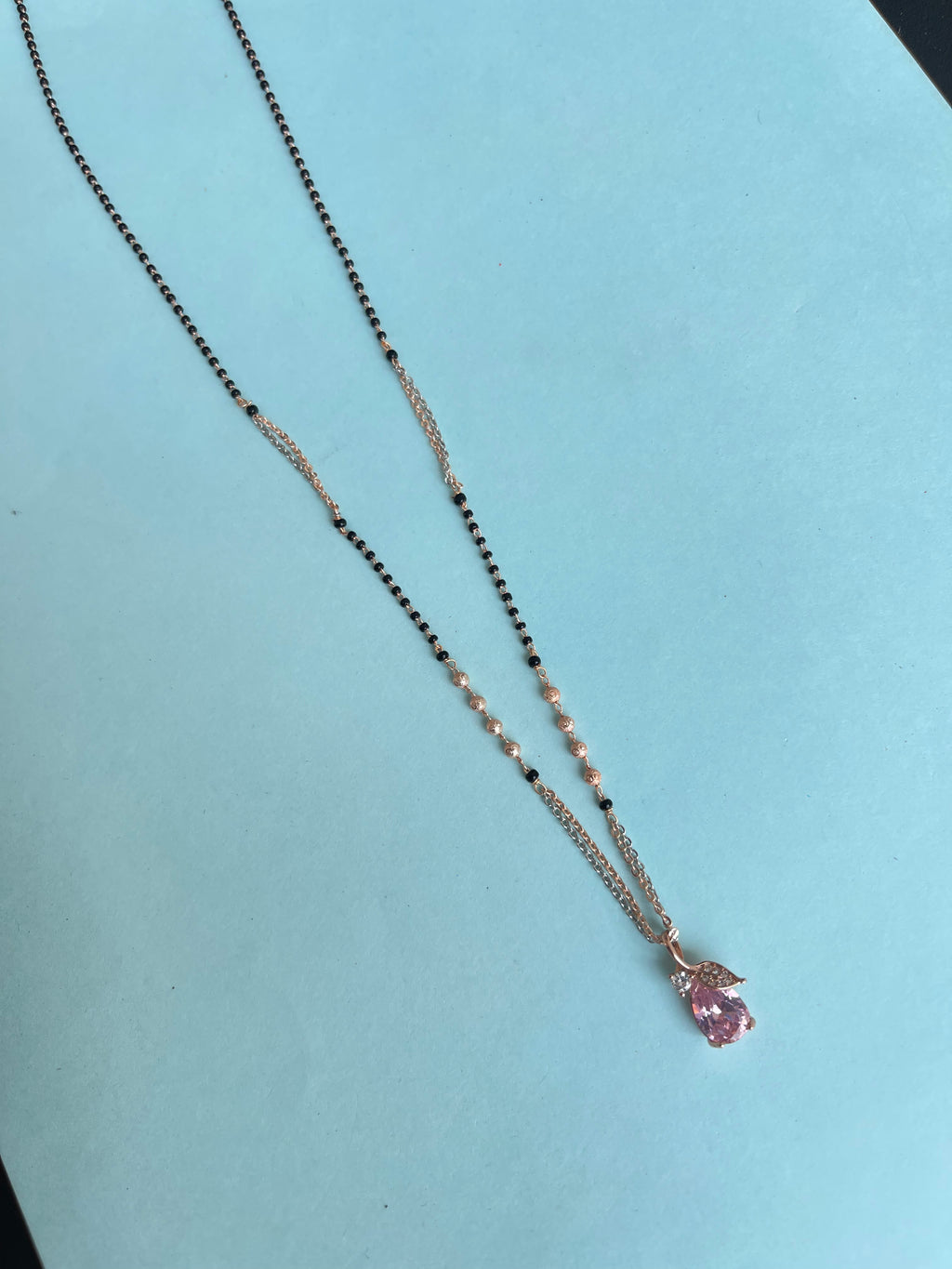 Light pink rose platinum single line blackbeads