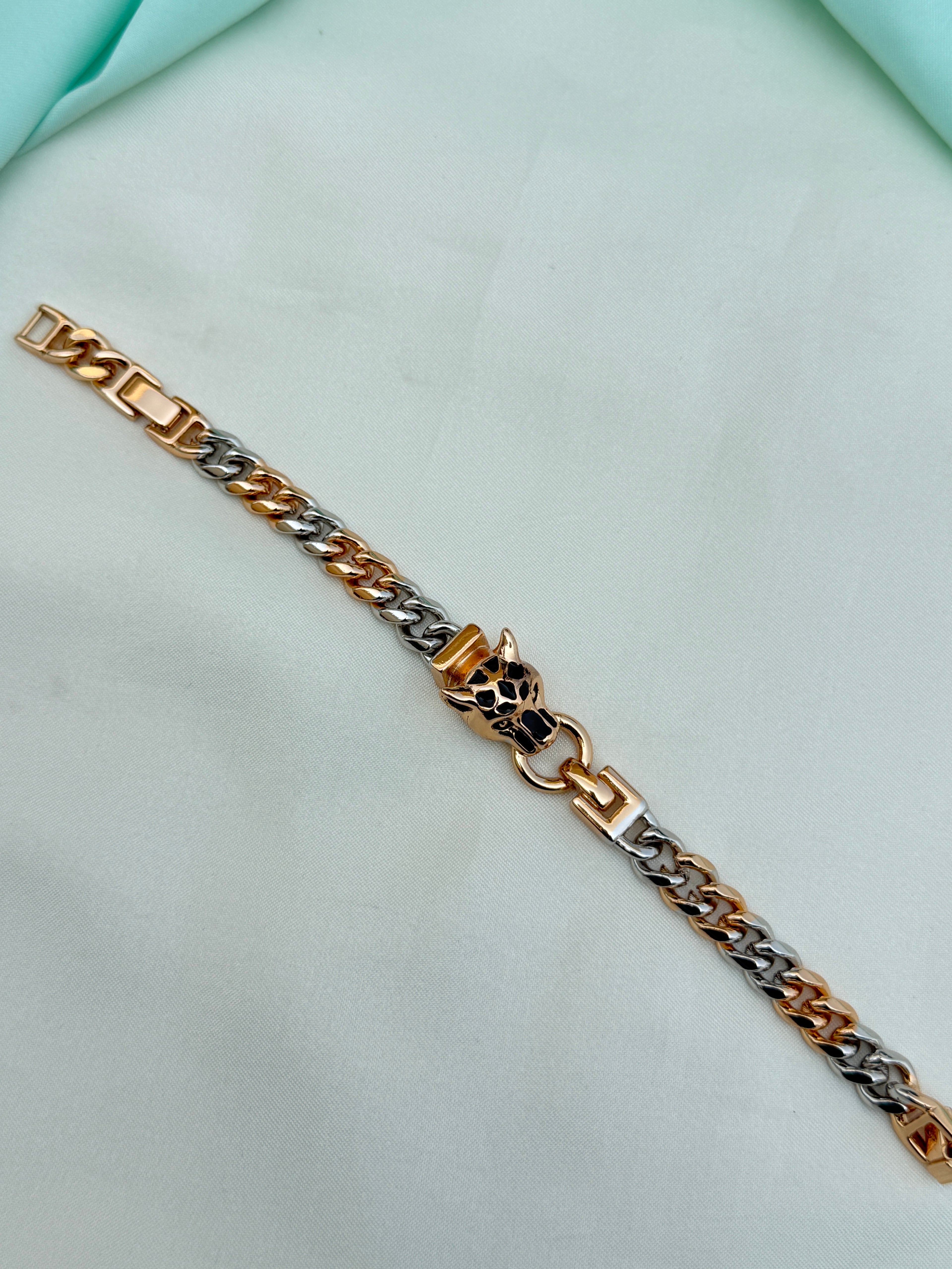 Mn042 anti tarnish silver and rose gold mens chain bracelet (2.6) to (2.8)