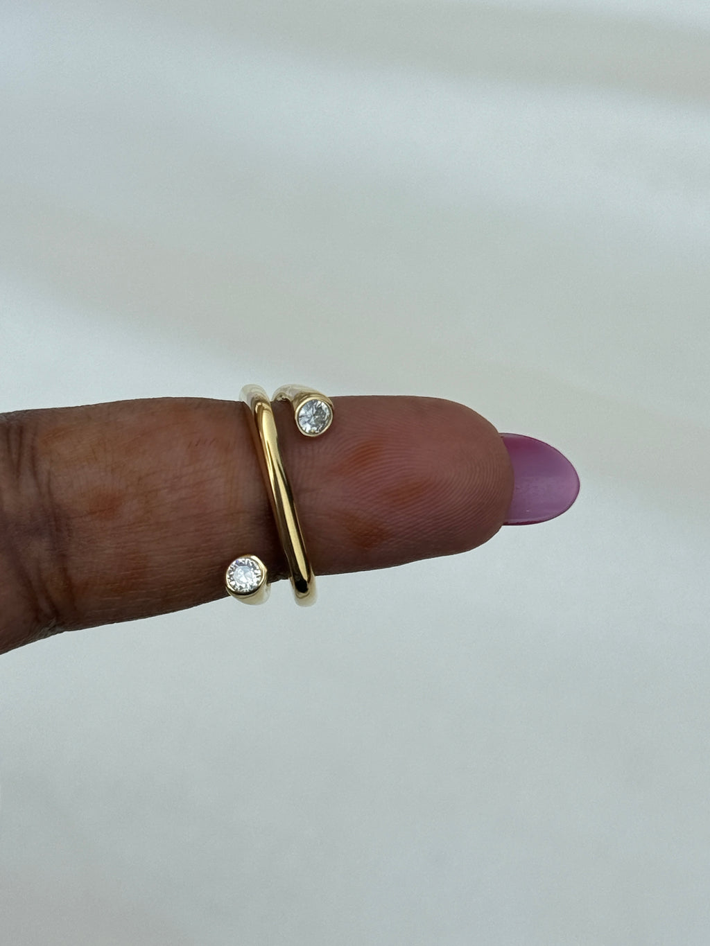 Rg042  anti tarnish dual stone  adjustable finger ring