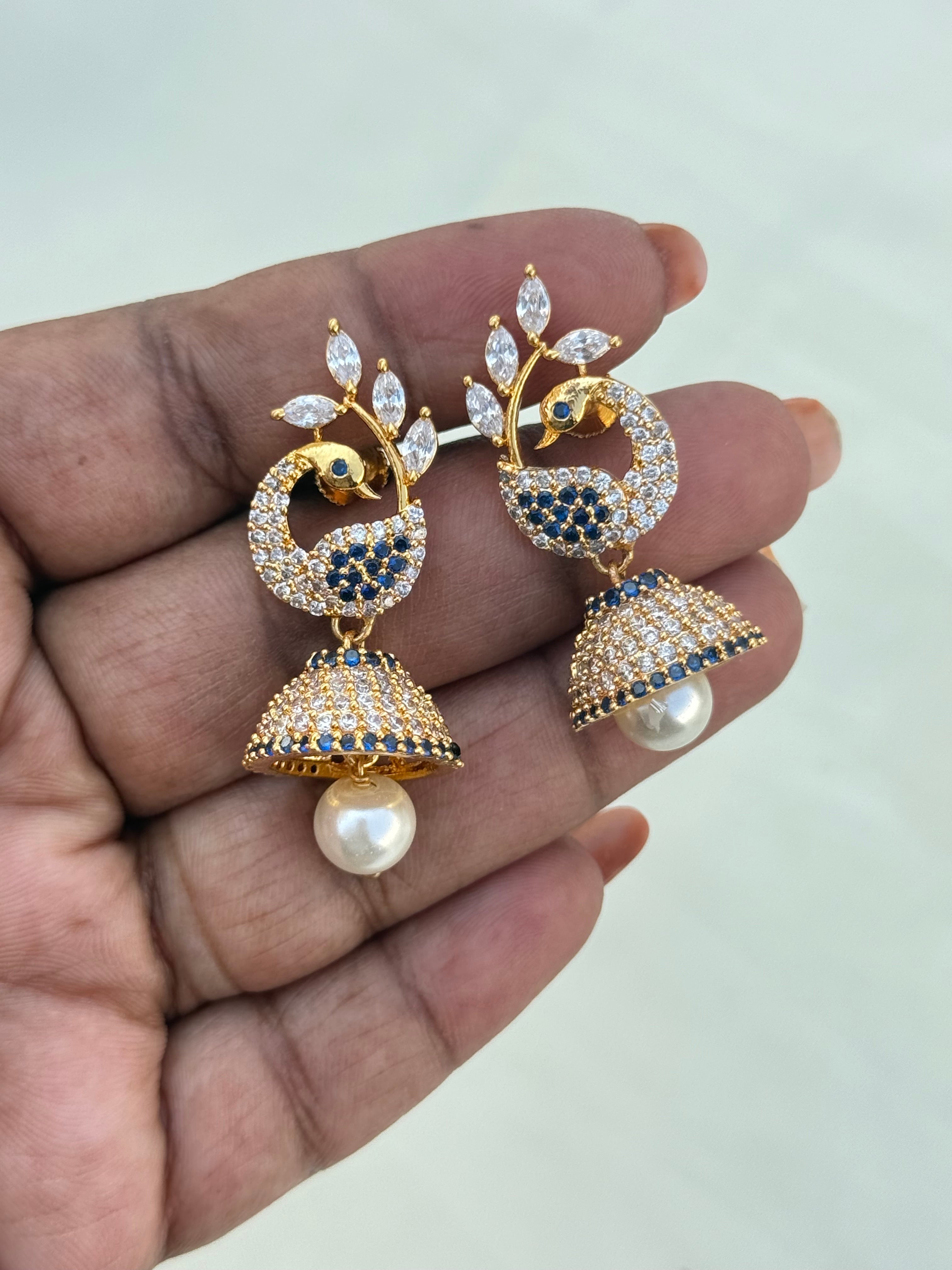 Se506 cz peacock butta Earrings