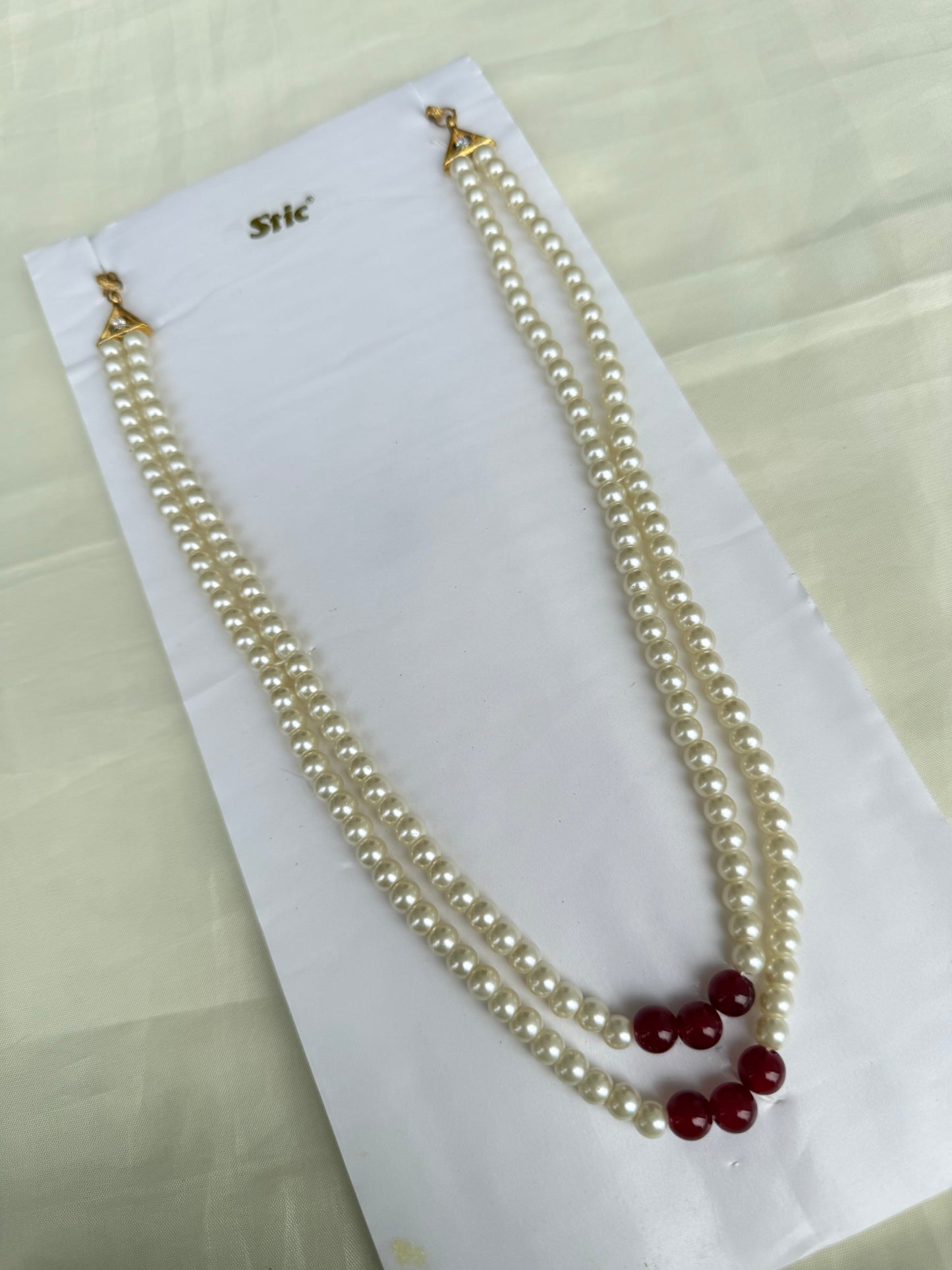 Bb234 2 layers long pearl chain