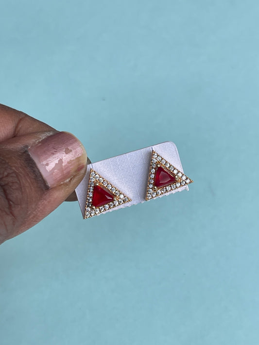 Ruby triangle studs