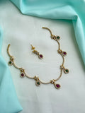 NS821 7 drops flowers stones short Neckset with earrings