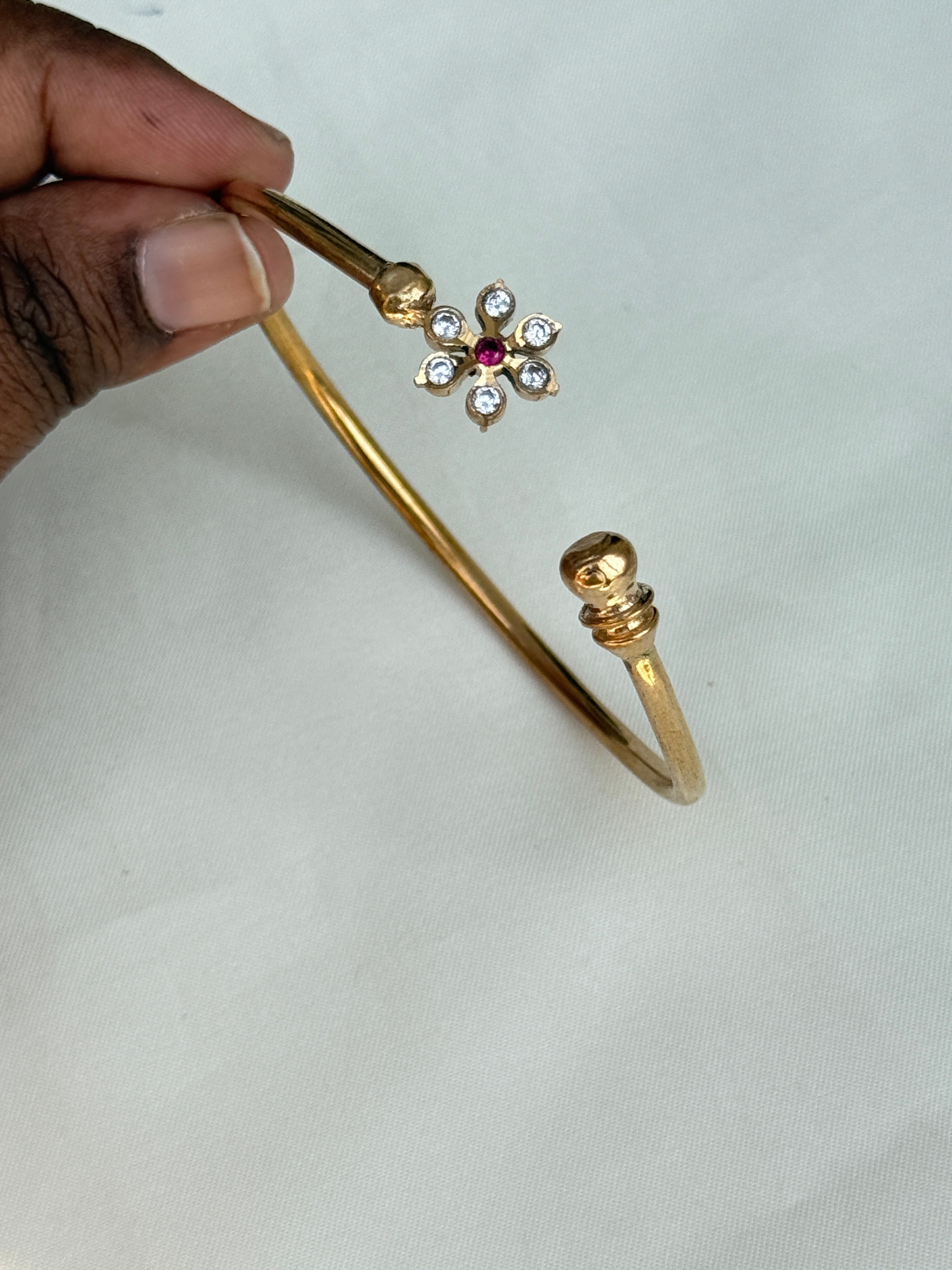 Br533 panchaloham flower kada adjustable bracelet