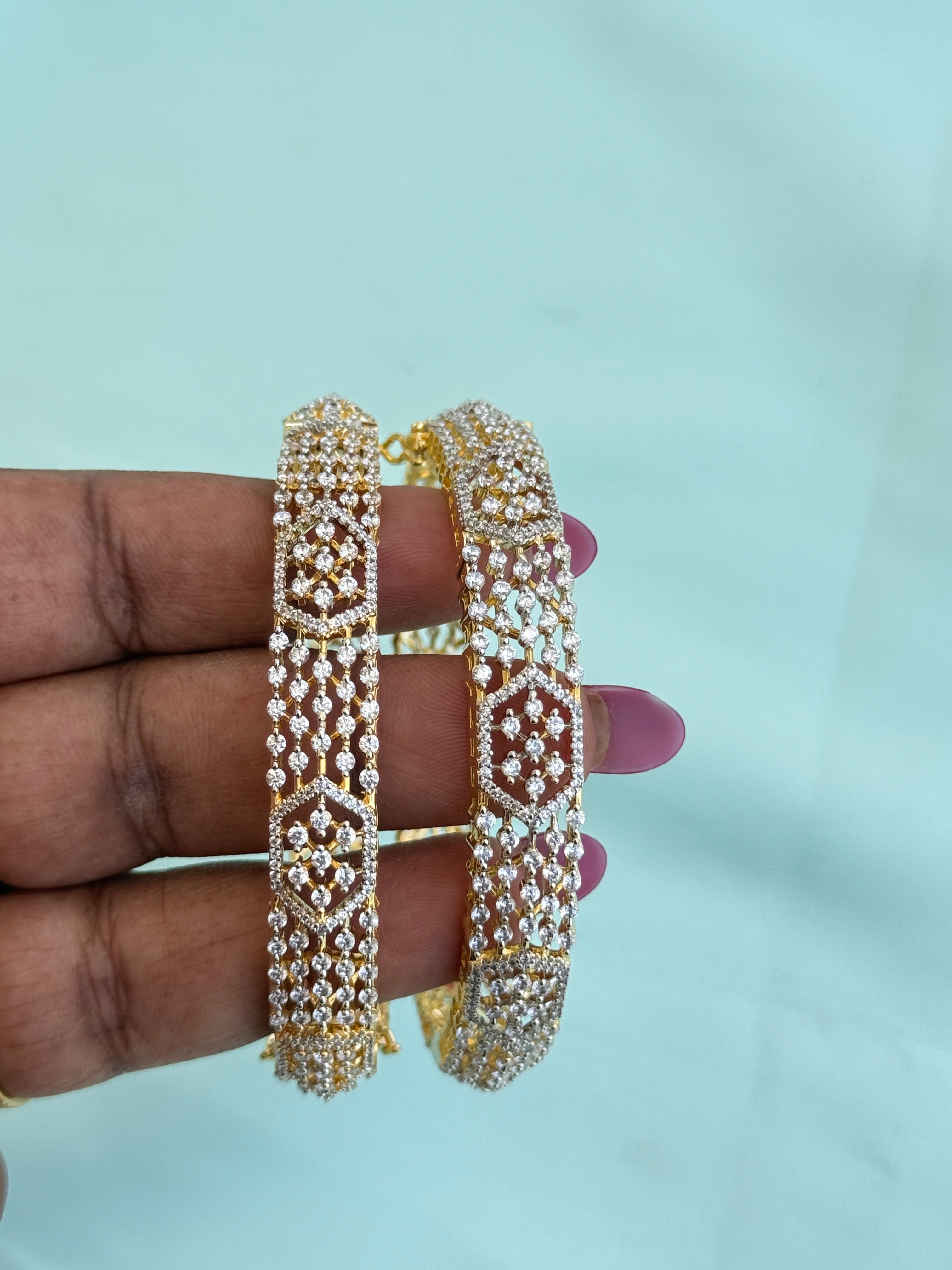 Sb624 openable diamond finish bangles