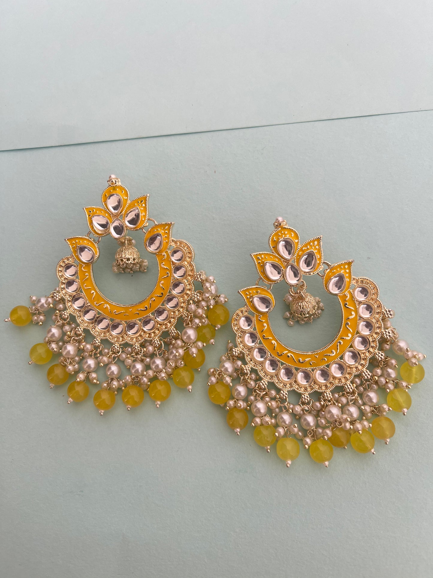 Big chandbali beads earrings