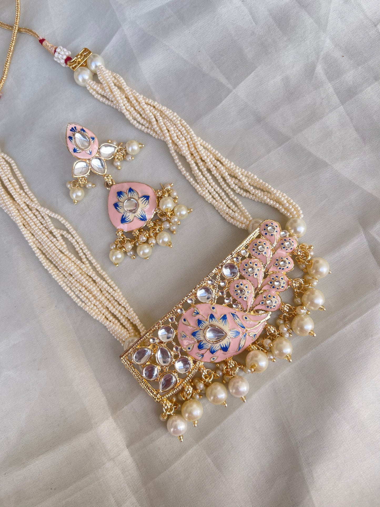 Meenakari pearl neckset