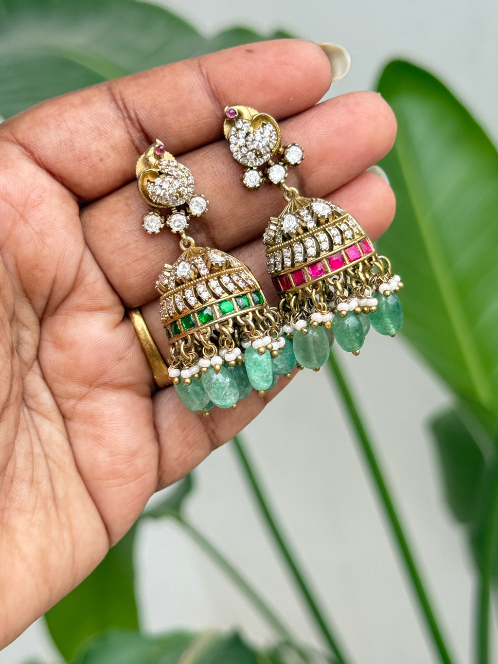 Er120 jadau Kundan moissanite butta Earrings