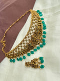 Ch013 Lakshmi Devi choker with green beads