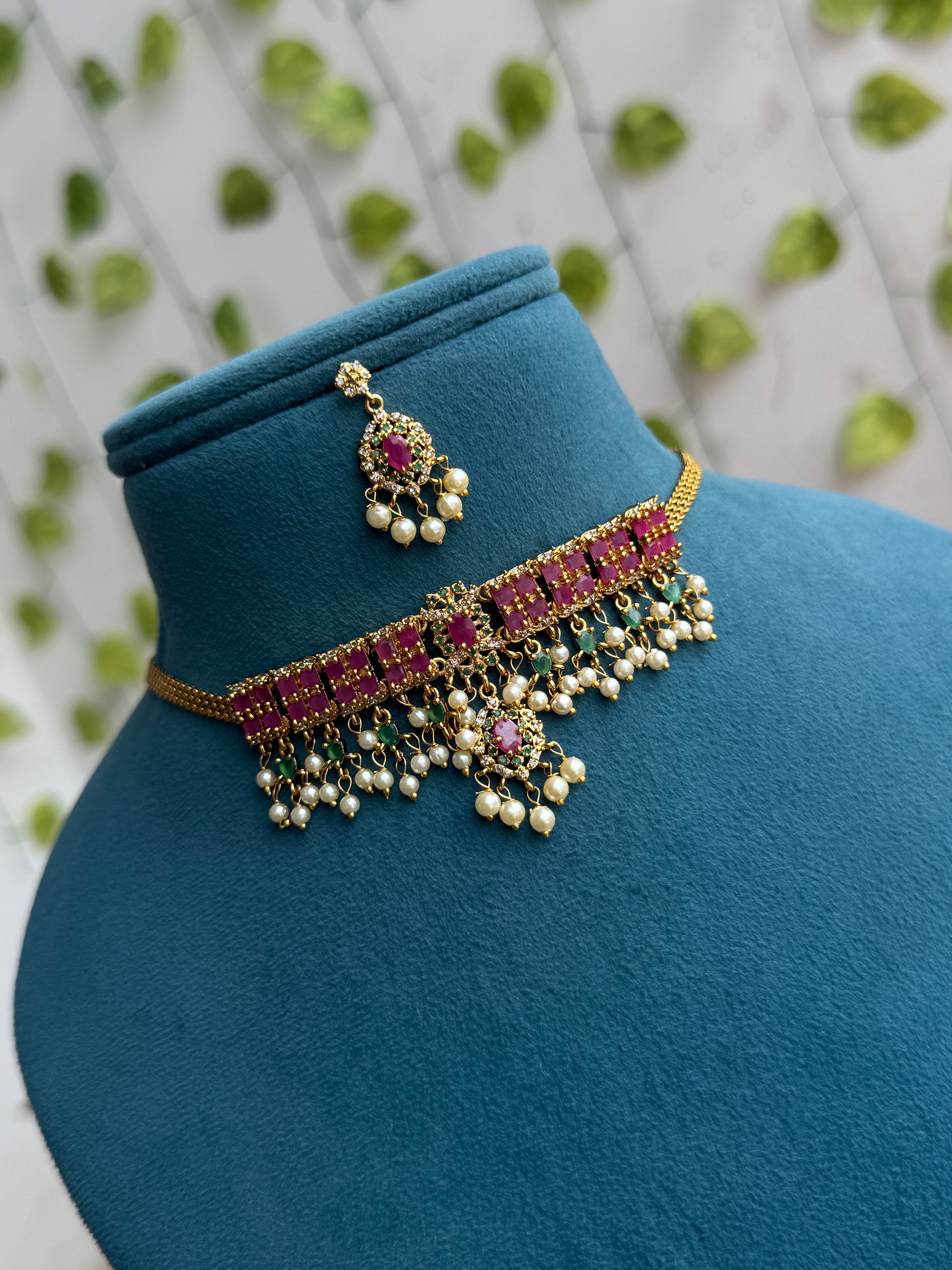 Ns867 multi choker neckset with earrings for kids