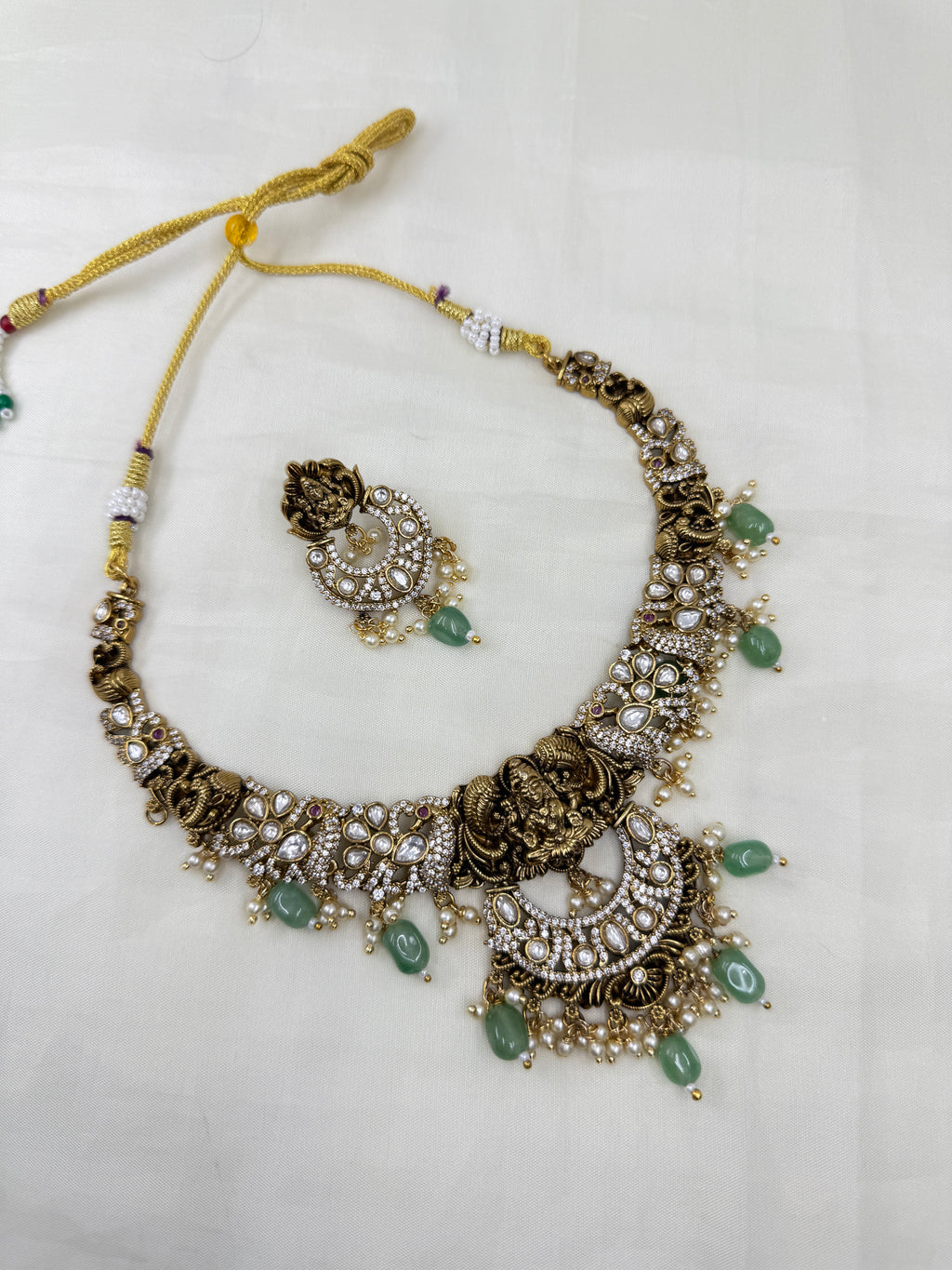 Ns310 lakshmi devi kundan kante neckset