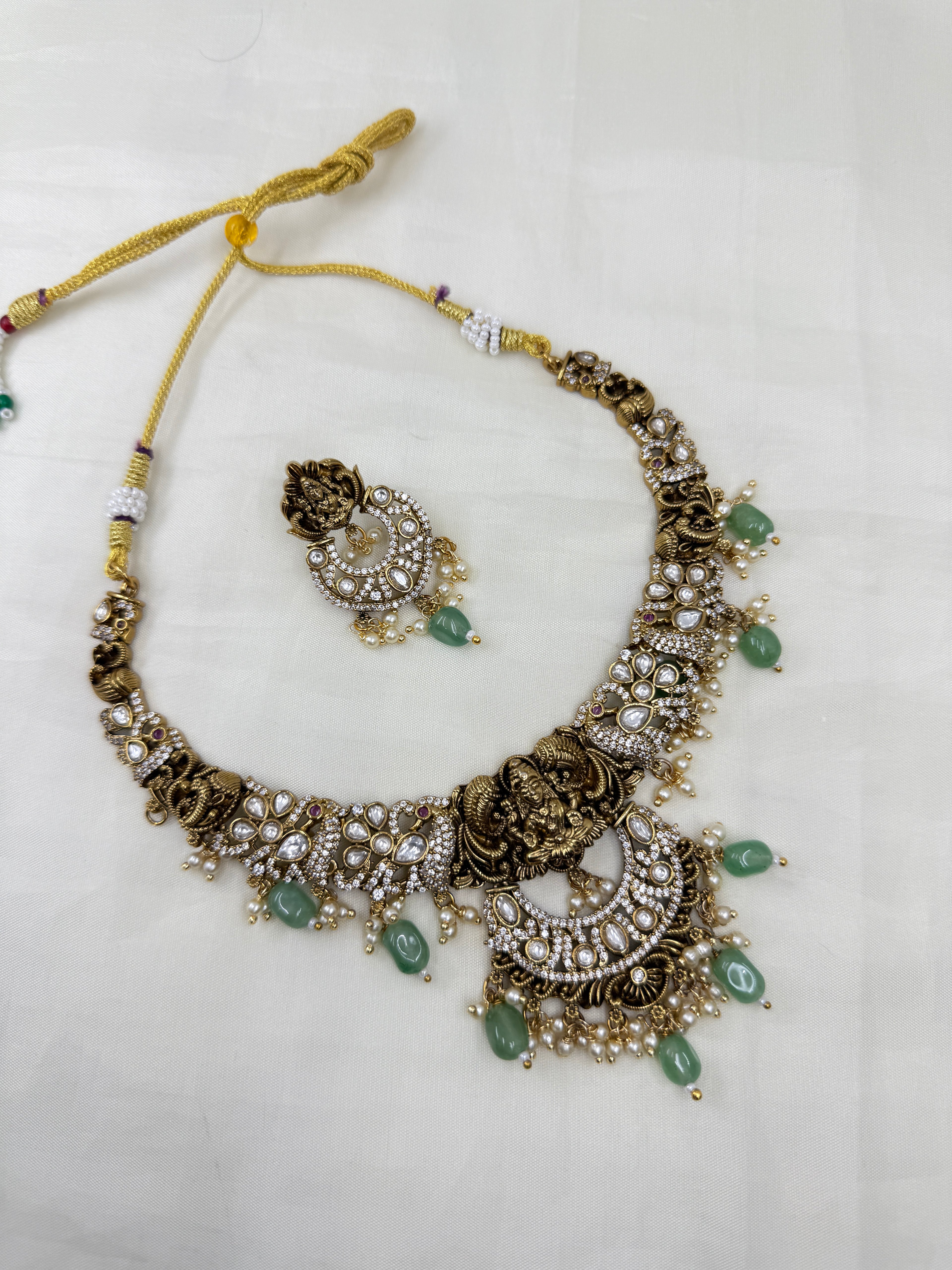 Ns310 lakshmi devi kundan kante neckset
