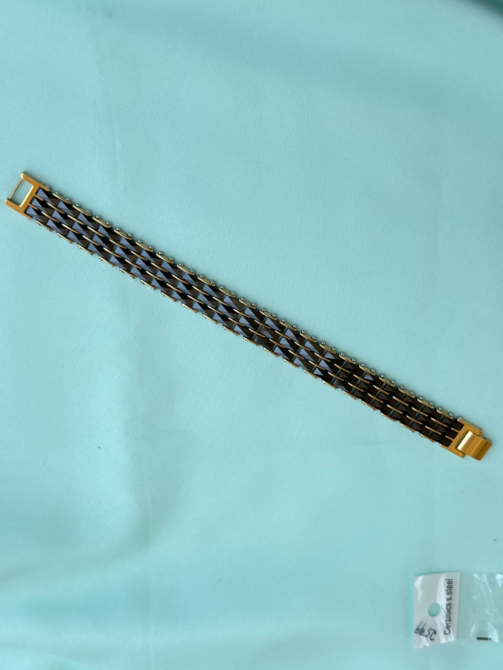 Mn031 anti tarnish men's ceramic black chain bracelet suits for 2.8 to 2.10 size