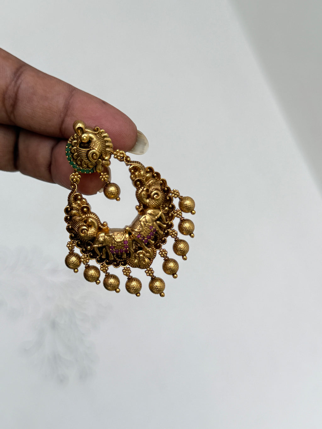 Er138 nakshi chandbali gold ball earrings