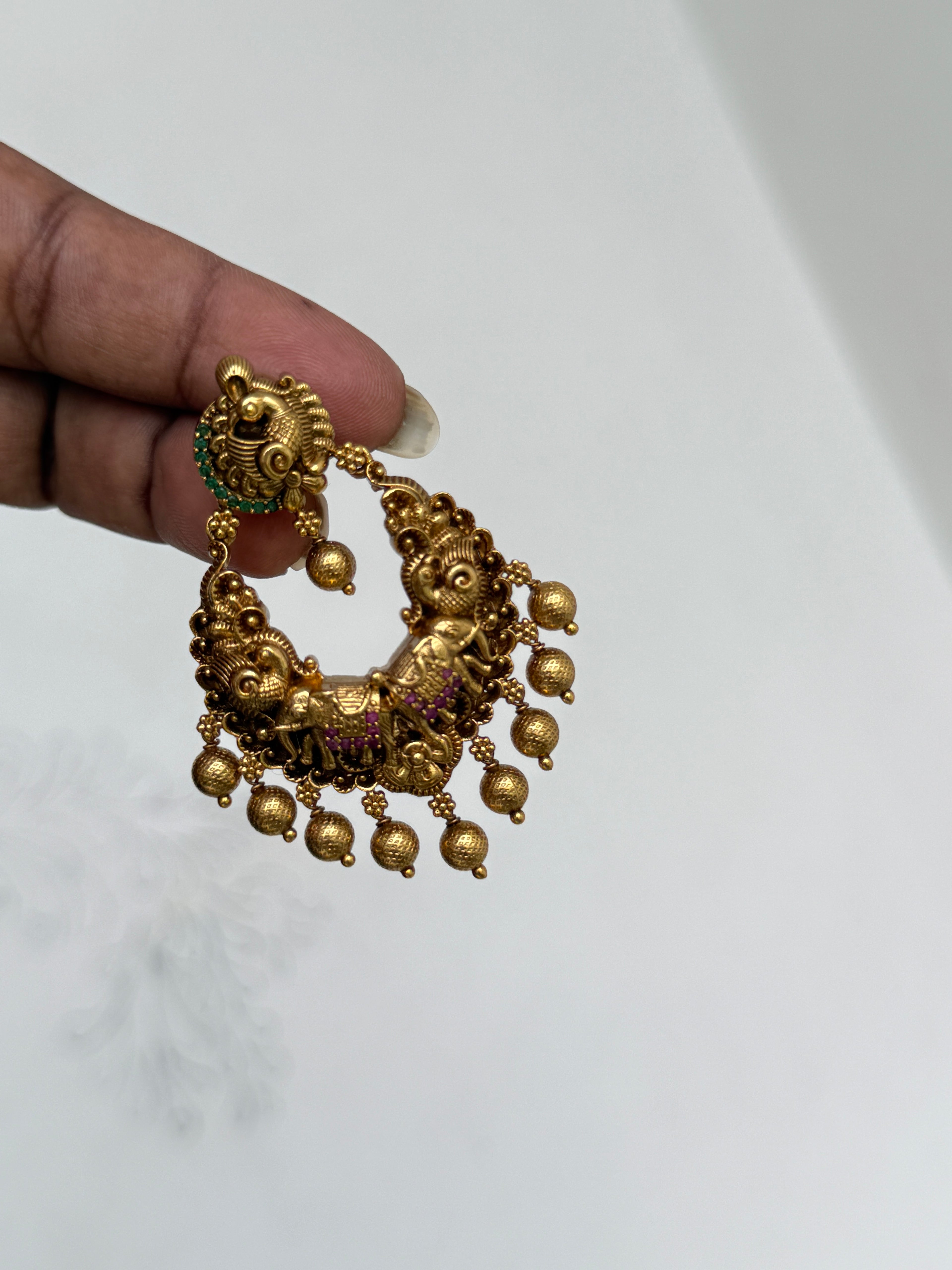 Er138 nakshi chandbali gold ball earrings
