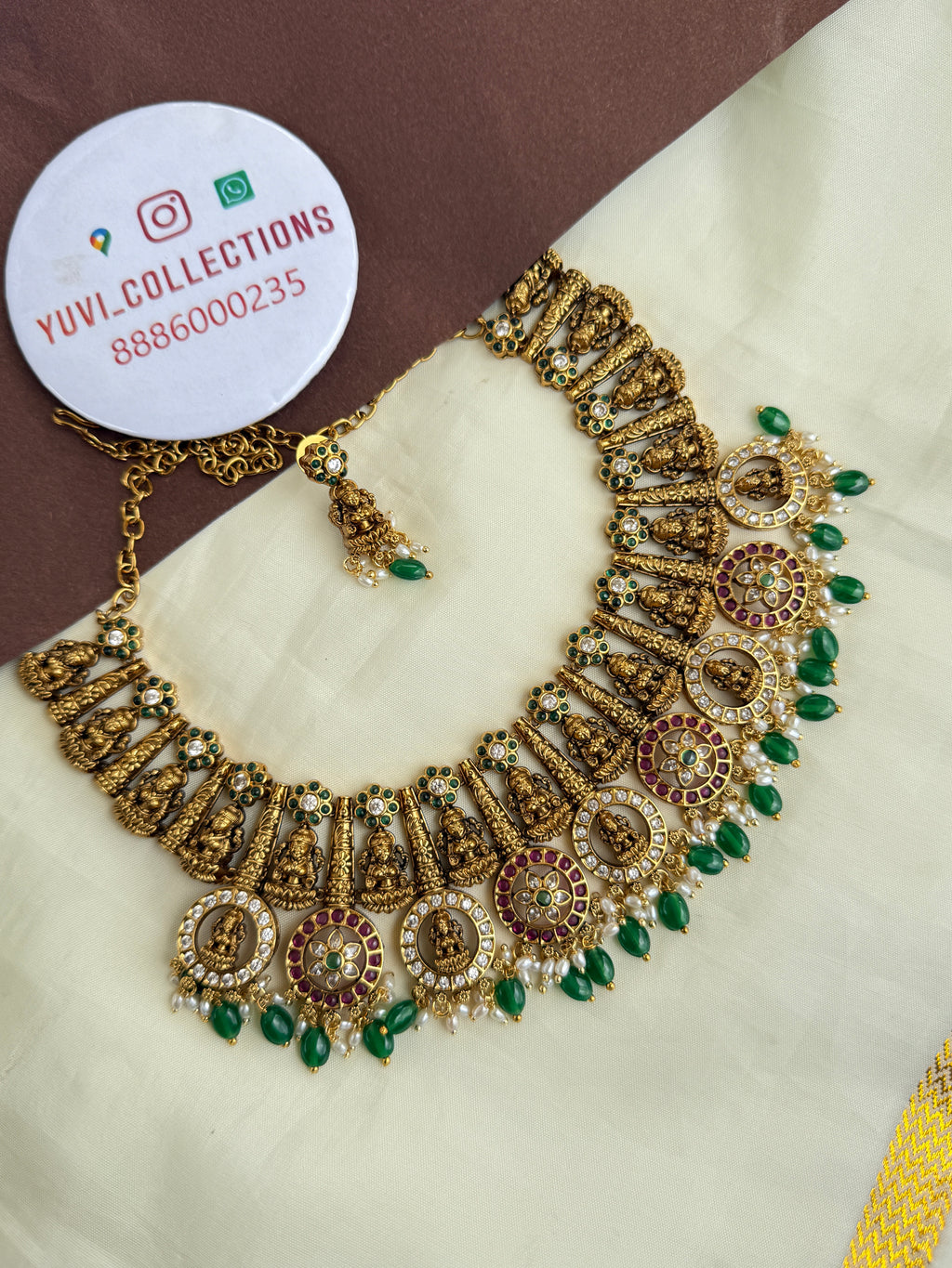Ns319 bottumala Kemp uncuts Lakshmi Devi nakshi neckset