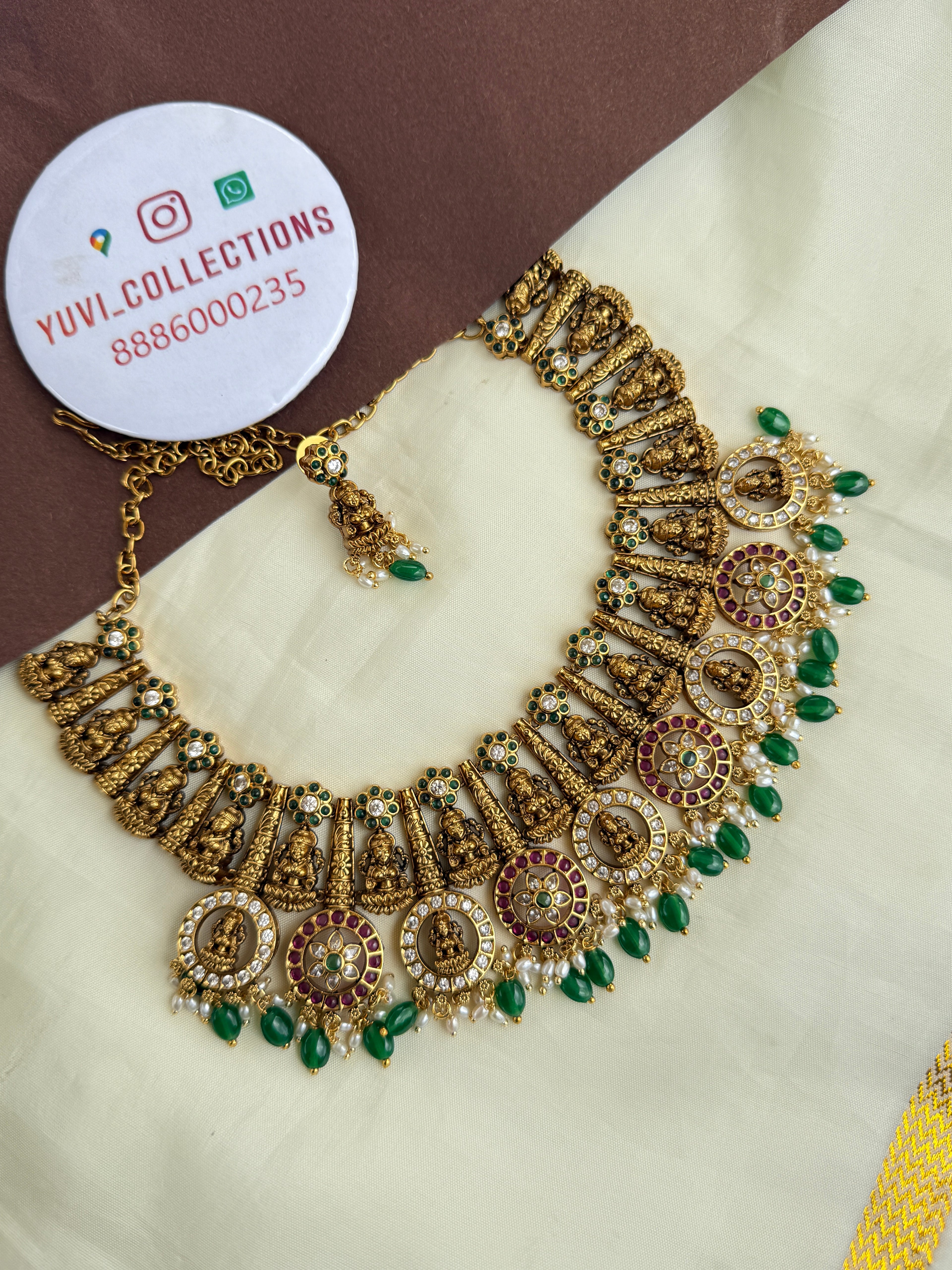 Ns319 bottumala Kemp uncuts Lakshmi Devi nakshi neckset