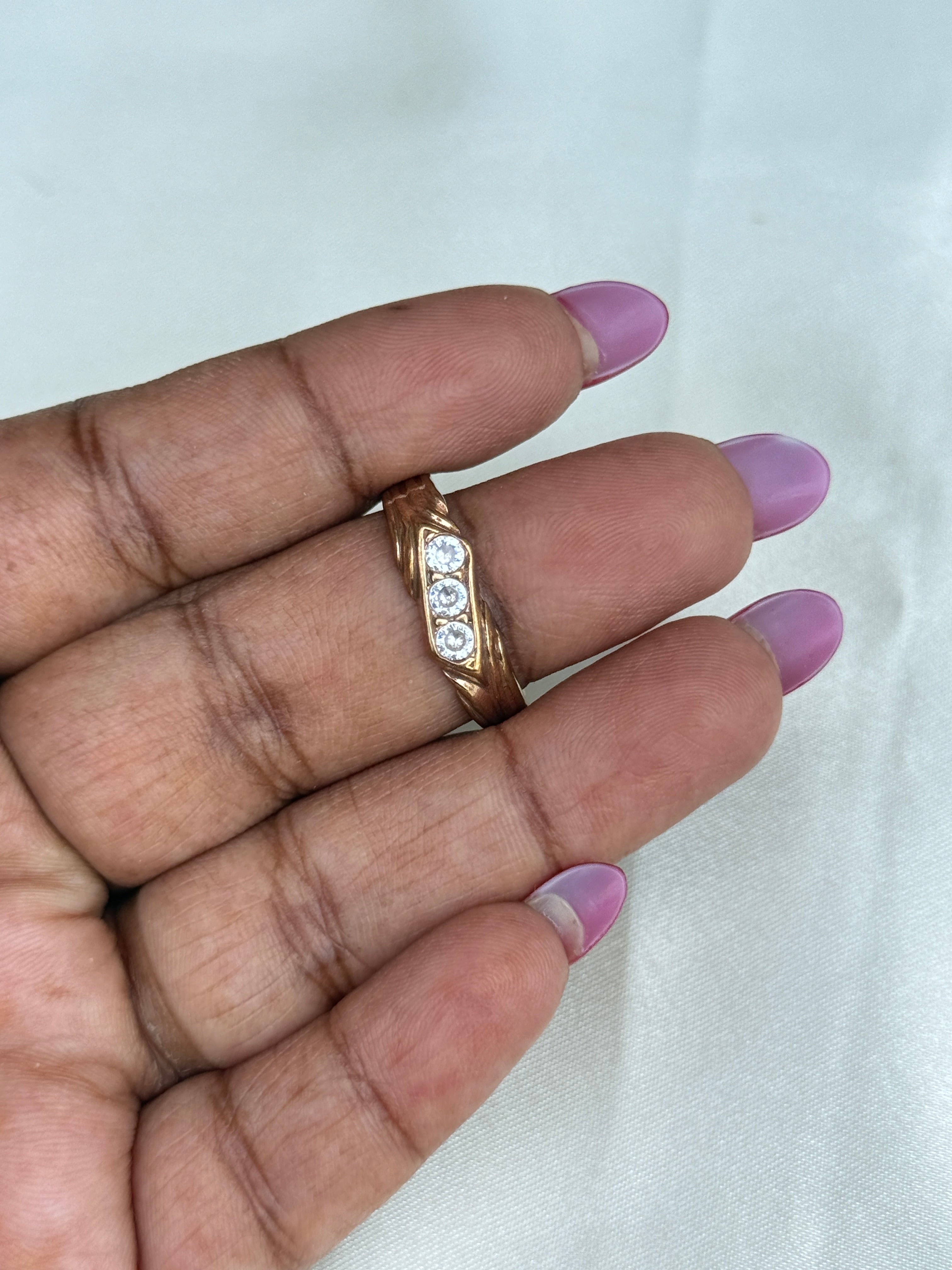 Rg070 panchaloham unpolished 3 stones finger ring