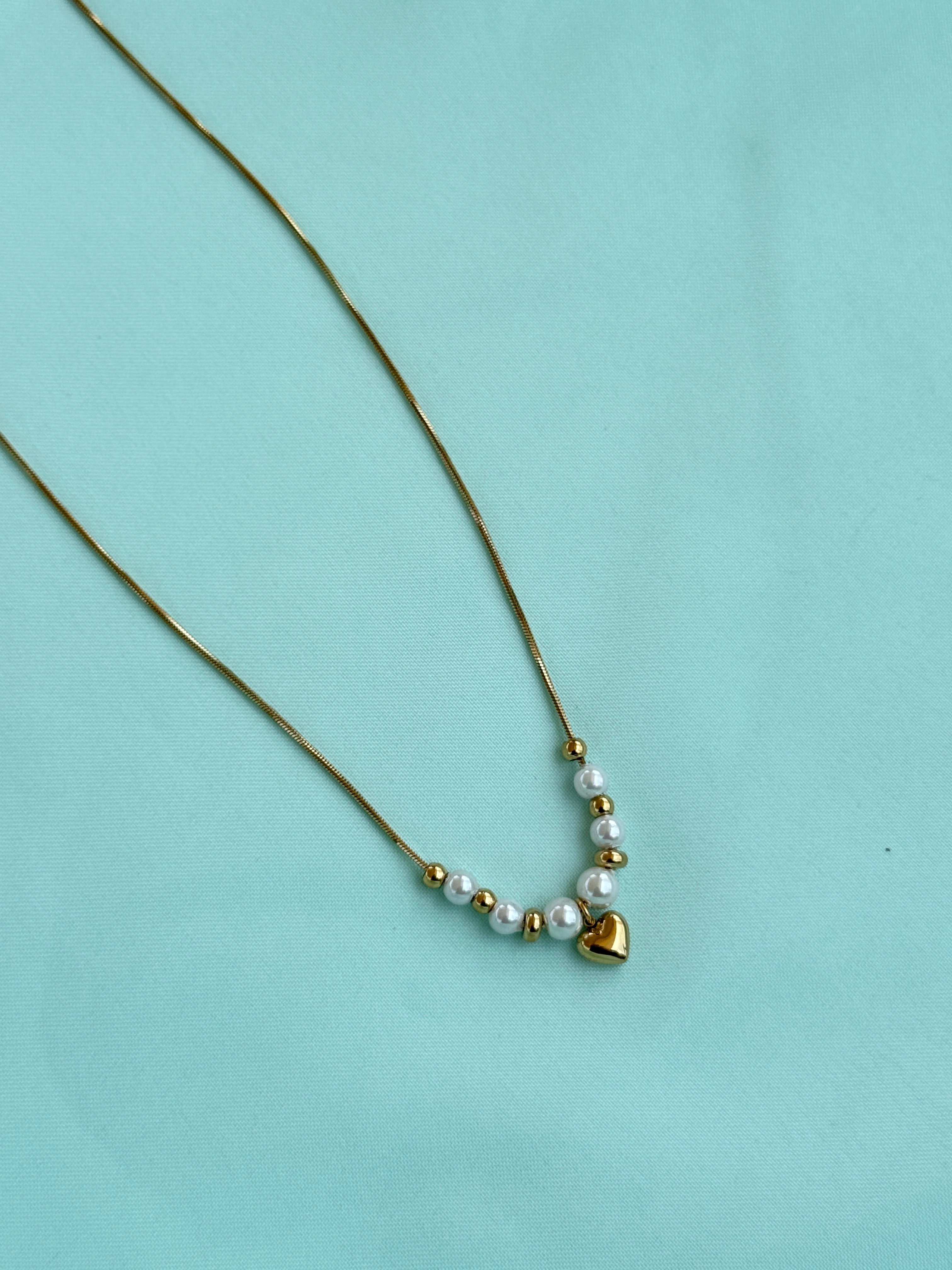 Dc987 anti tarnish pearl heart 18inches adjustable daliy wear chains