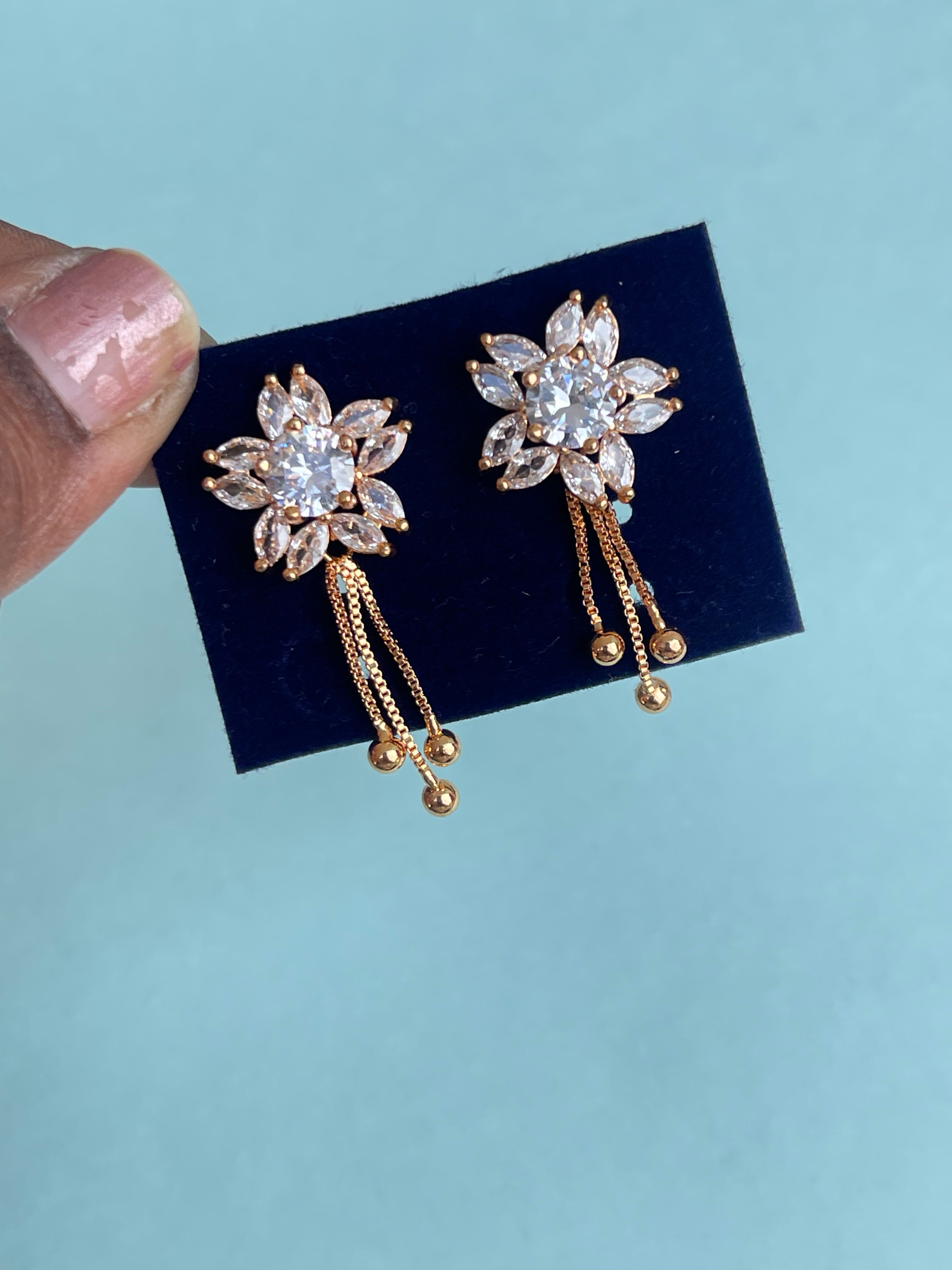 Flower studs with tassels